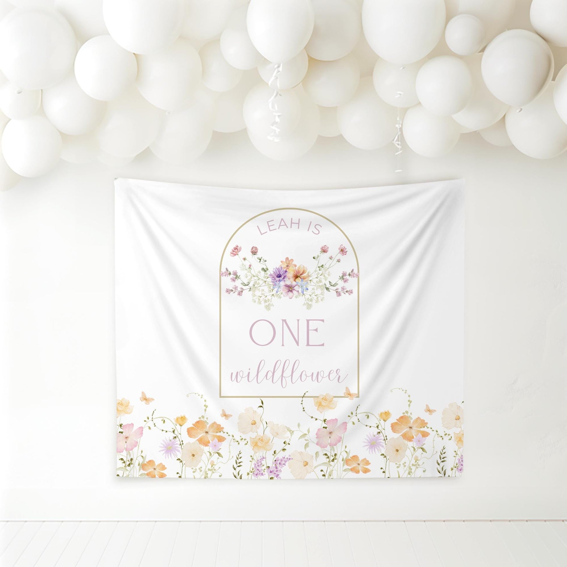 Wildflower First Birthday Personalized Banner 1st Birthday Wildflower Party Decor Photo Backdrop One Wildflower Custom Banner Wild One