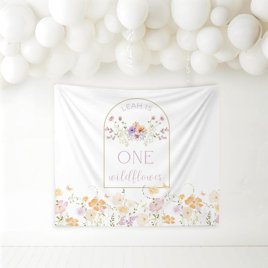 Wildflower First Birthday Personalized Banner 1st Birthday Wildflower Party Decor Photo Backdrop One Wildflower Custom Banner Wild One