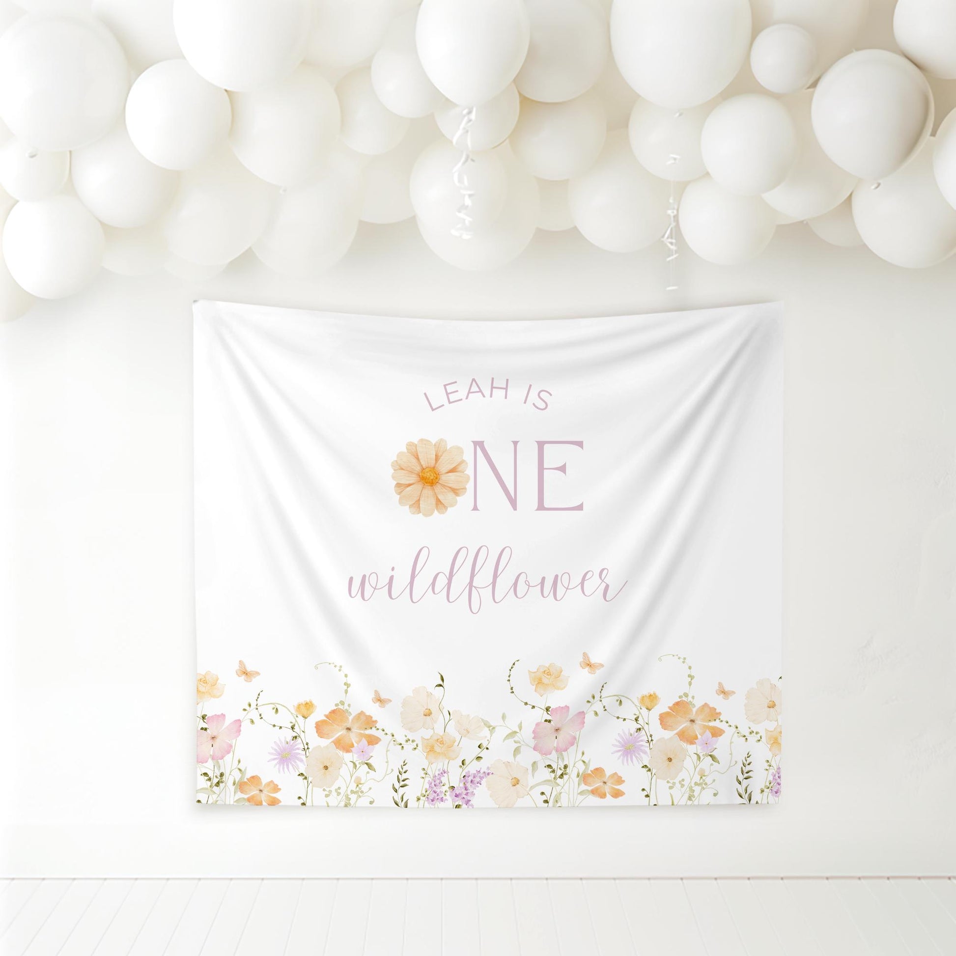Wildflower First Birthday Personalized Banner 1st Birthday Wildflower Party Decor Photo Backdrop One Wildflower Custom Banner Wild One