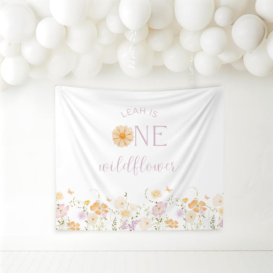 Wildflower First Birthday Personalized Banner 1st Birthday Wildflower Party Decor Photo Backdrop One Wildflower Custom Banner Wild One