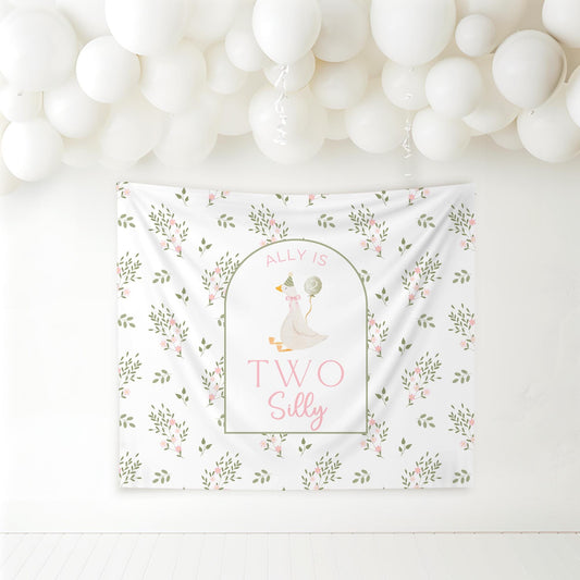 Two Silly Goose Birthday Personalized Banner 2nd Birthday Silly Goose Party Decor Photo Backdrop Goose Custom Banner Second Birthday Ideas
