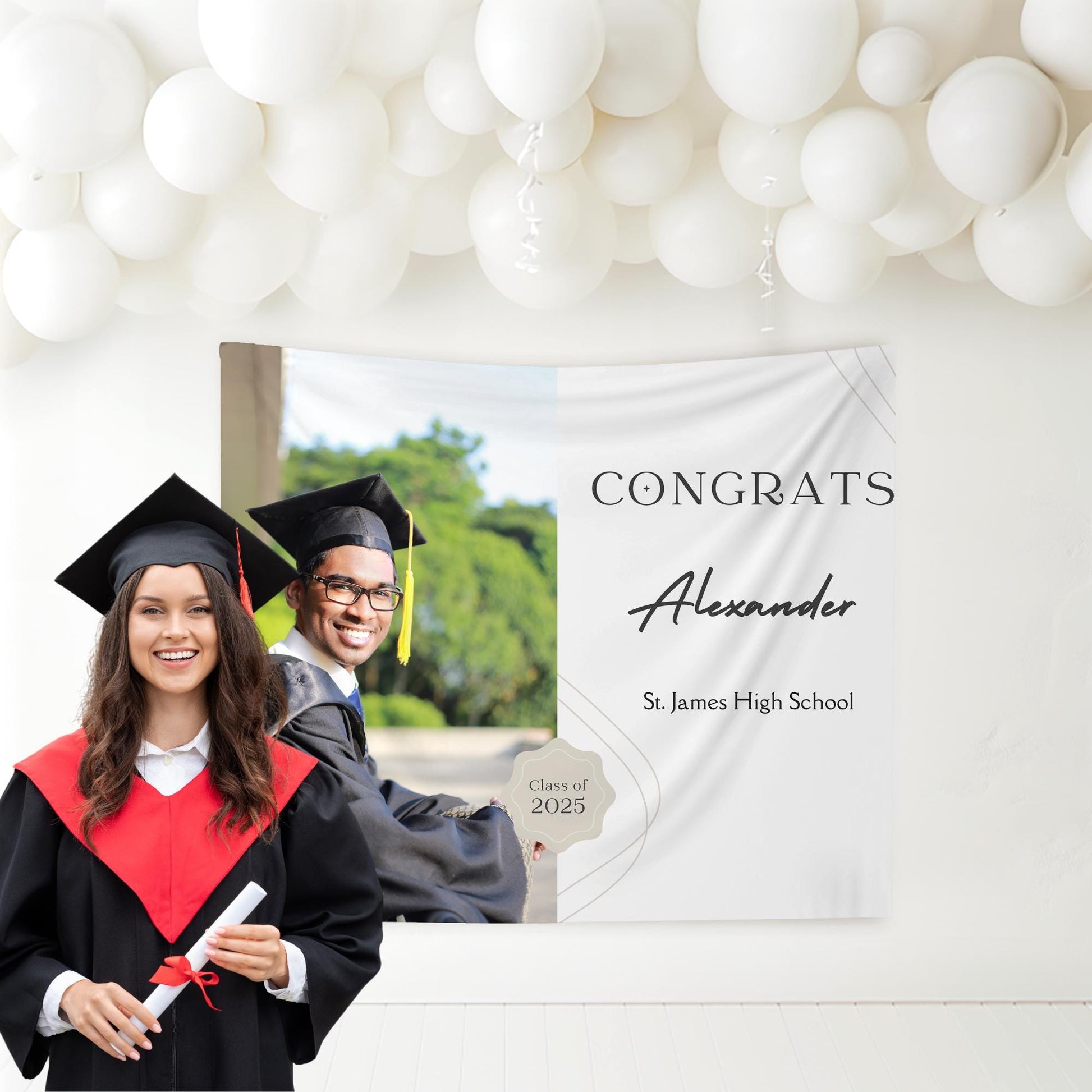 Graduation Banner Class of 2025 Graduation Backdrop Graduation Decorations Name Banner Grad Party Sign Congrats Grad Sign Grad Gift