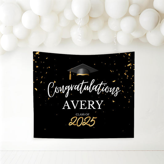 Graduation Banner Class of 2025 Graduation Backdrop Graduation Decorations Name Banner Grad Party Sign Congrats Grad Sign Grad Gift