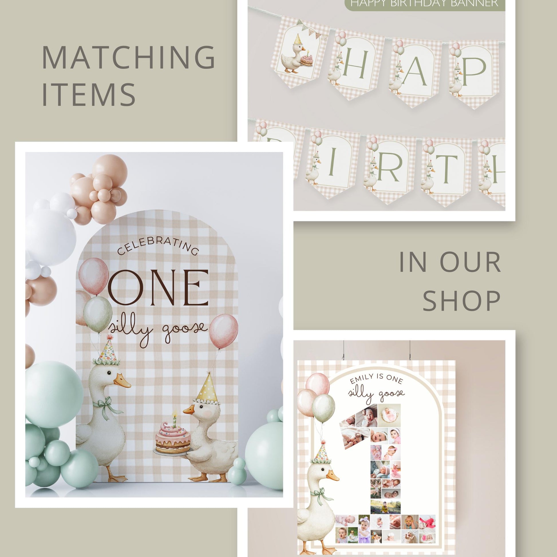 One Silly Goose Birthday High Chair Banner Goose 1st Birthday Gender Neutral Birthday decor Silly Little Goose Birthday Sign Cake Smash