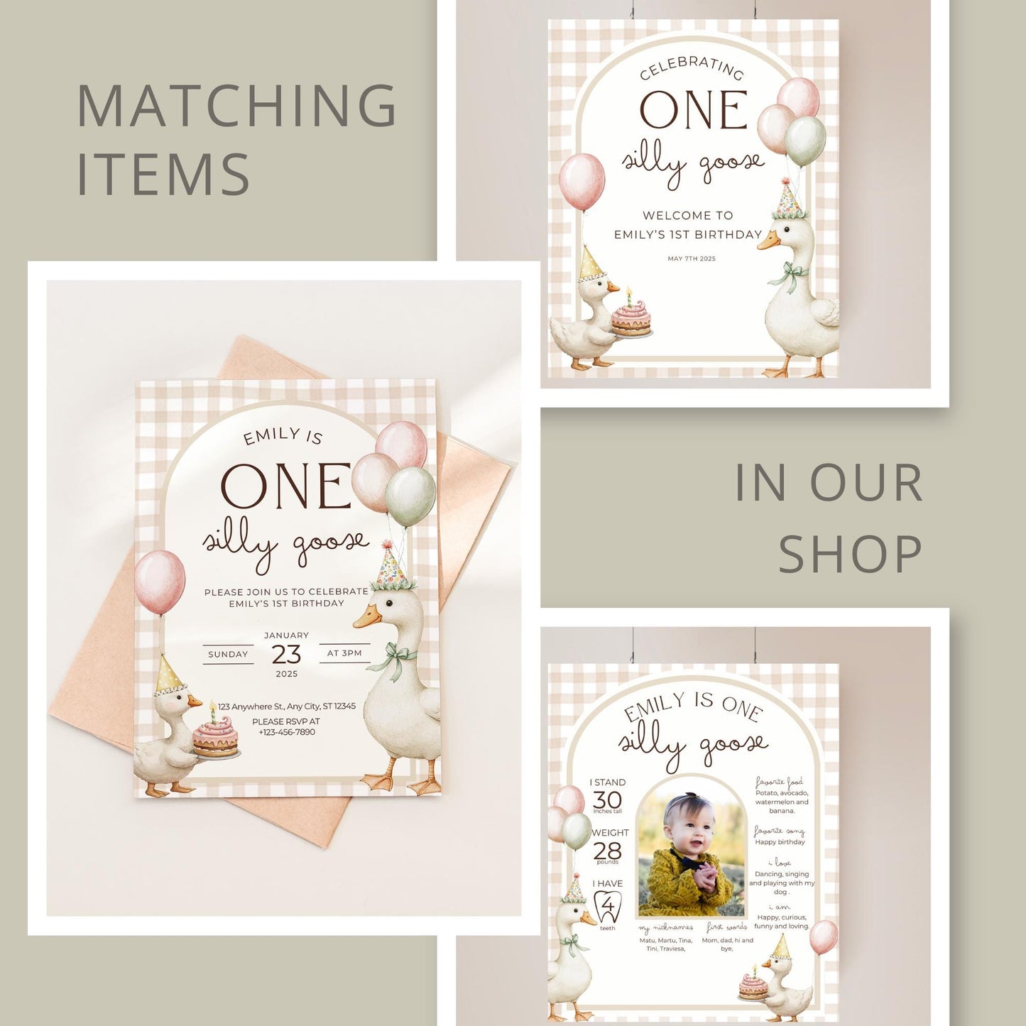 One Silly Goose Birthday High Chair Banner Goose 1st Birthday Gender Neutral Birthday decor Silly Little Goose Birthday Sign Cake Smash