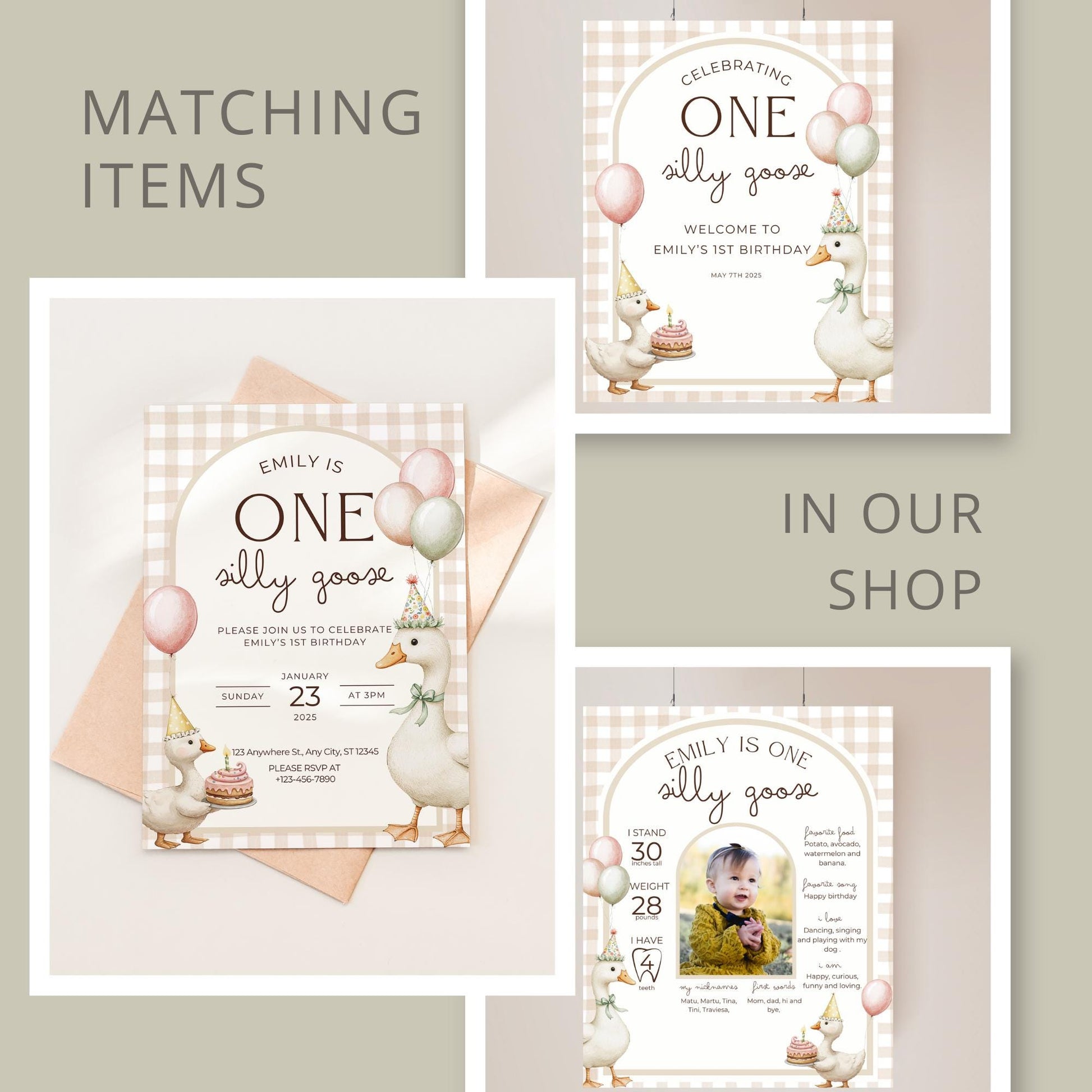 One Silly Goose Birthday High Chair Banner Goose 1st Birthday Gender Neutral Birthday decor Silly Little Goose Birthday Sign Cake Smash