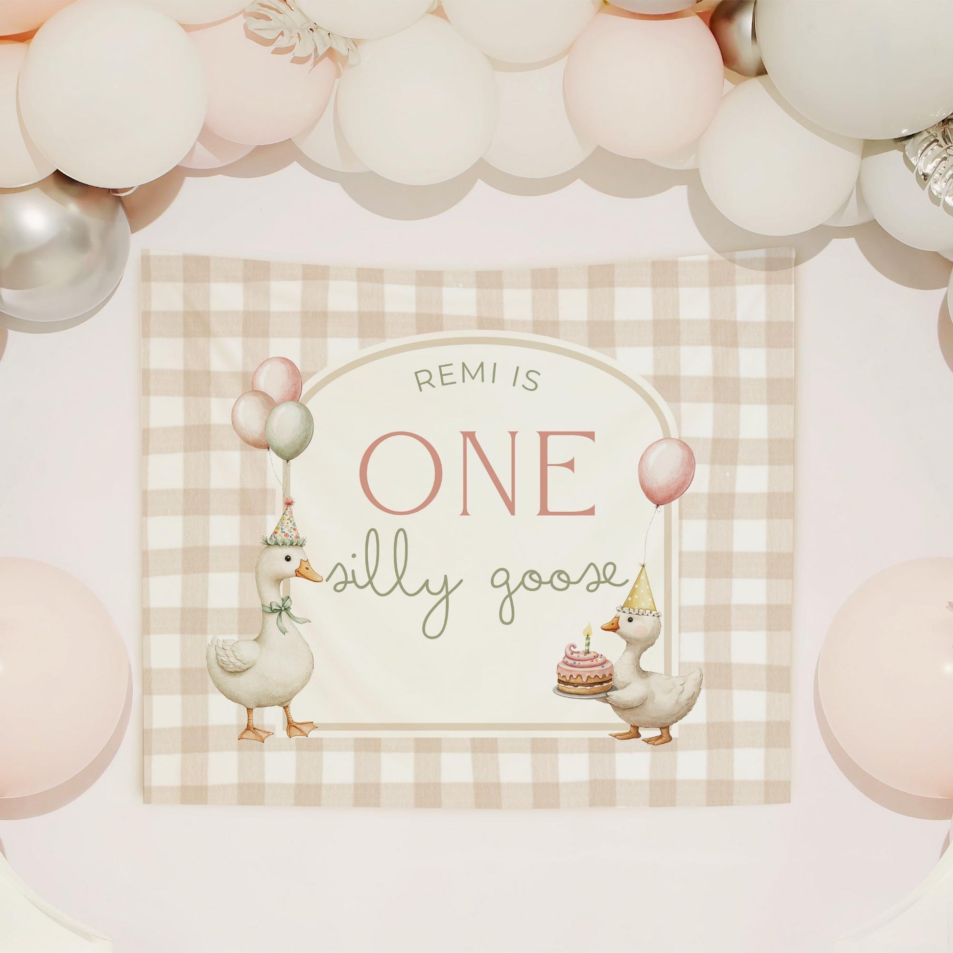 One Silly Goose Birthday Personalized Banner 1st Birthday Silly Goose Party Decor Photo Backdrop Goose Custom Banner First Birthday Ideas