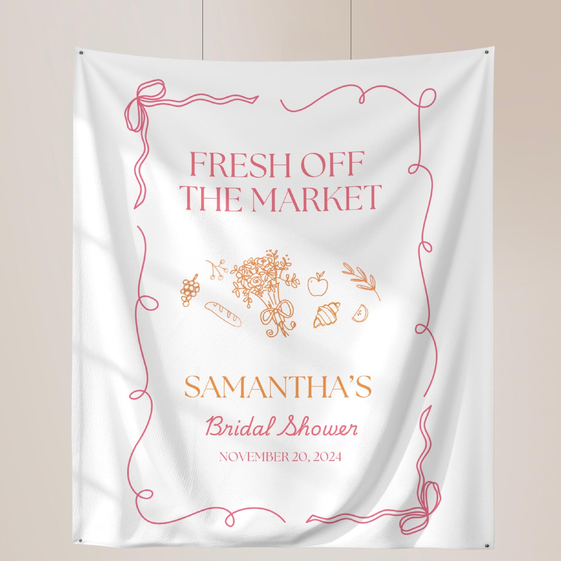 Fresh Off The Market Bridal Shower Personalized Banner Farmer&#39;s Market Bridal Shower Backdrop Garden Market Wedding Shower Welcome Sign