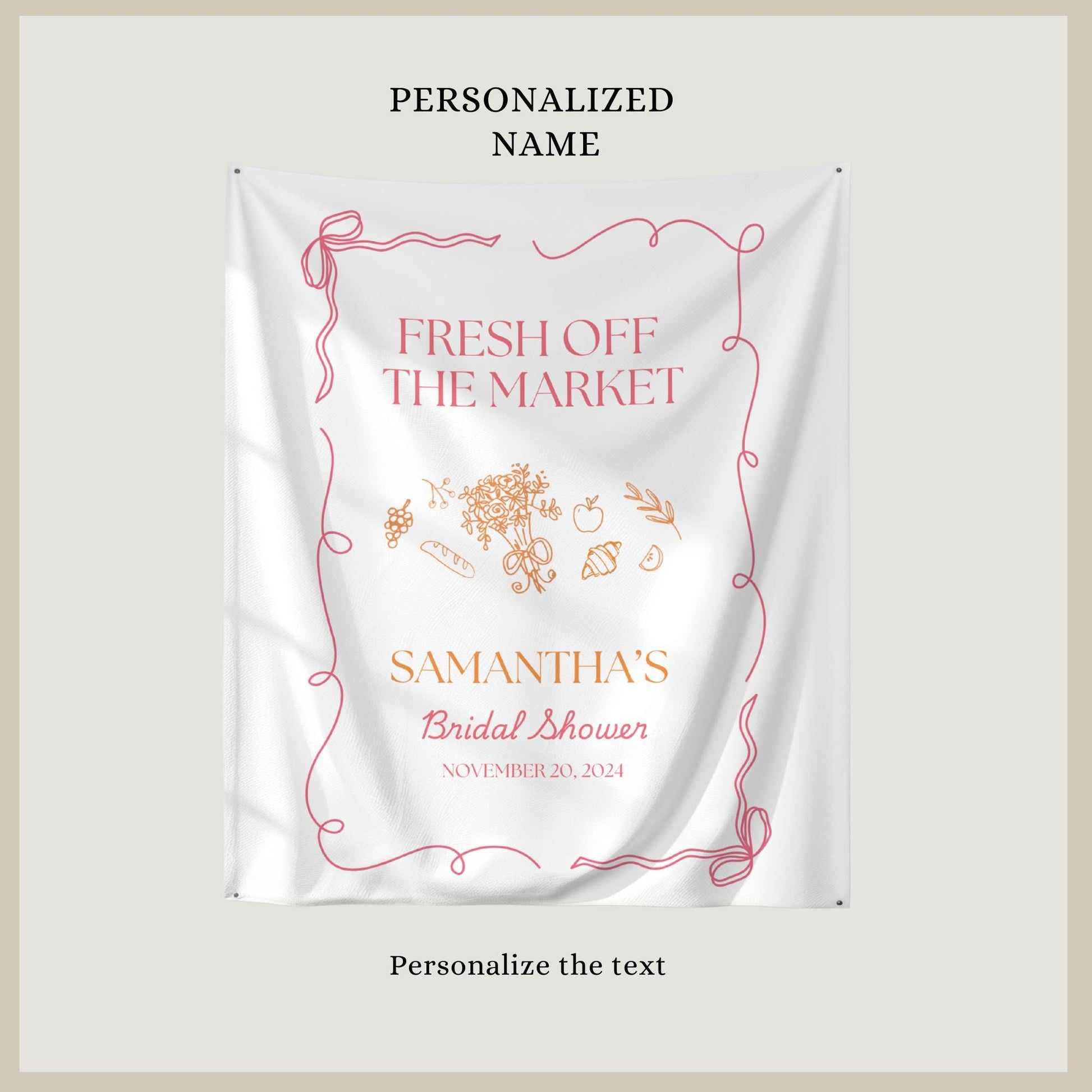 Fresh Off The Market Bridal Shower Personalized Banner Farmer&#39;s Market Bridal Shower Backdrop Garden Market Wedding Shower Welcome Sign