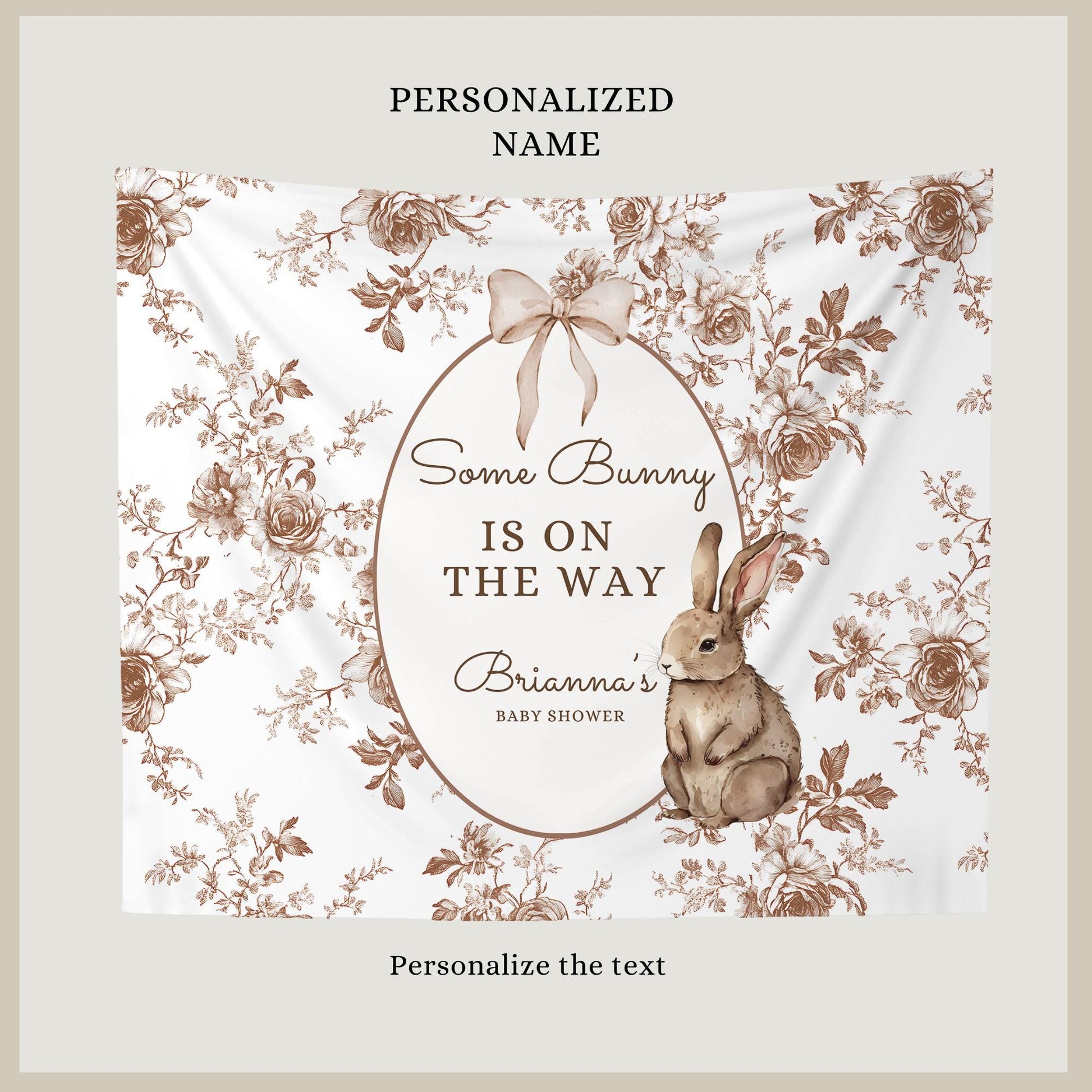 Some Bunny is on the way Baby Shower Personalized Banner A Little Bunny is on the way Decor Photo Backdrop Custom Banner Baby Shower Idea