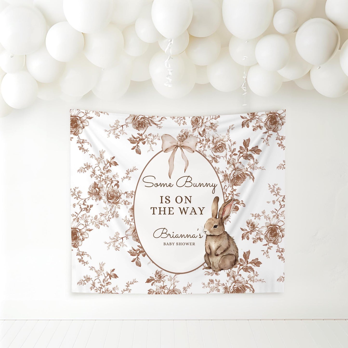 Some Bunny is on the way Baby Shower Personalized Banner A Little Bunny is on the way Decor Photo Backdrop Custom Banner Baby Shower Idea
