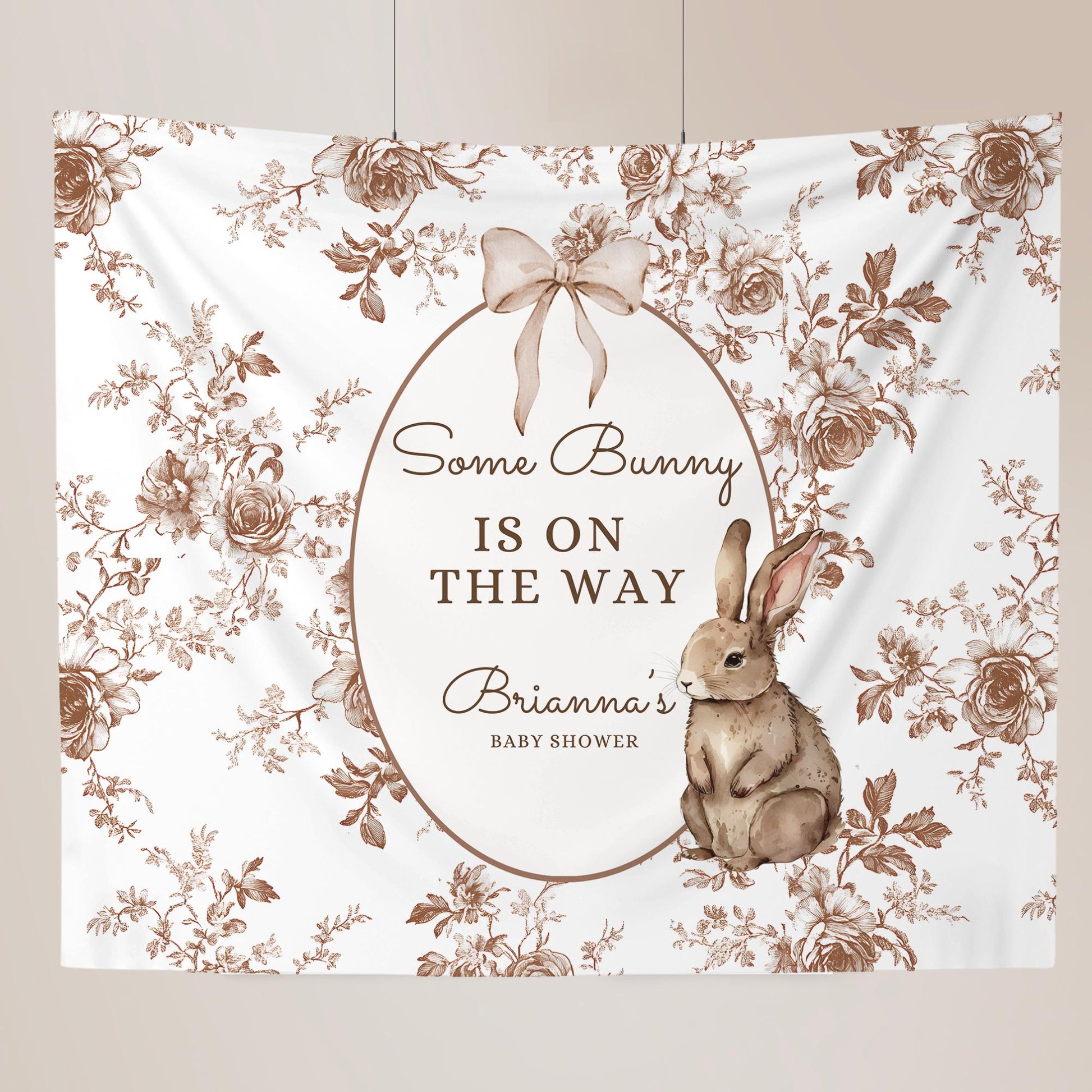 Some Bunny is on the way Baby Shower Personalized Banner A Little Bunny is on the way Decor Photo Backdrop Custom Banner Baby Shower Idea