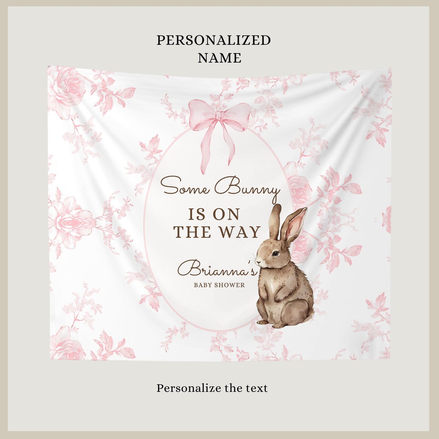 Some Bunny is on the way Baby Shower Personalized Banner A Little Bunny is on the way Decor Photo Backdrop Custom Banner Baby Shower Ideas