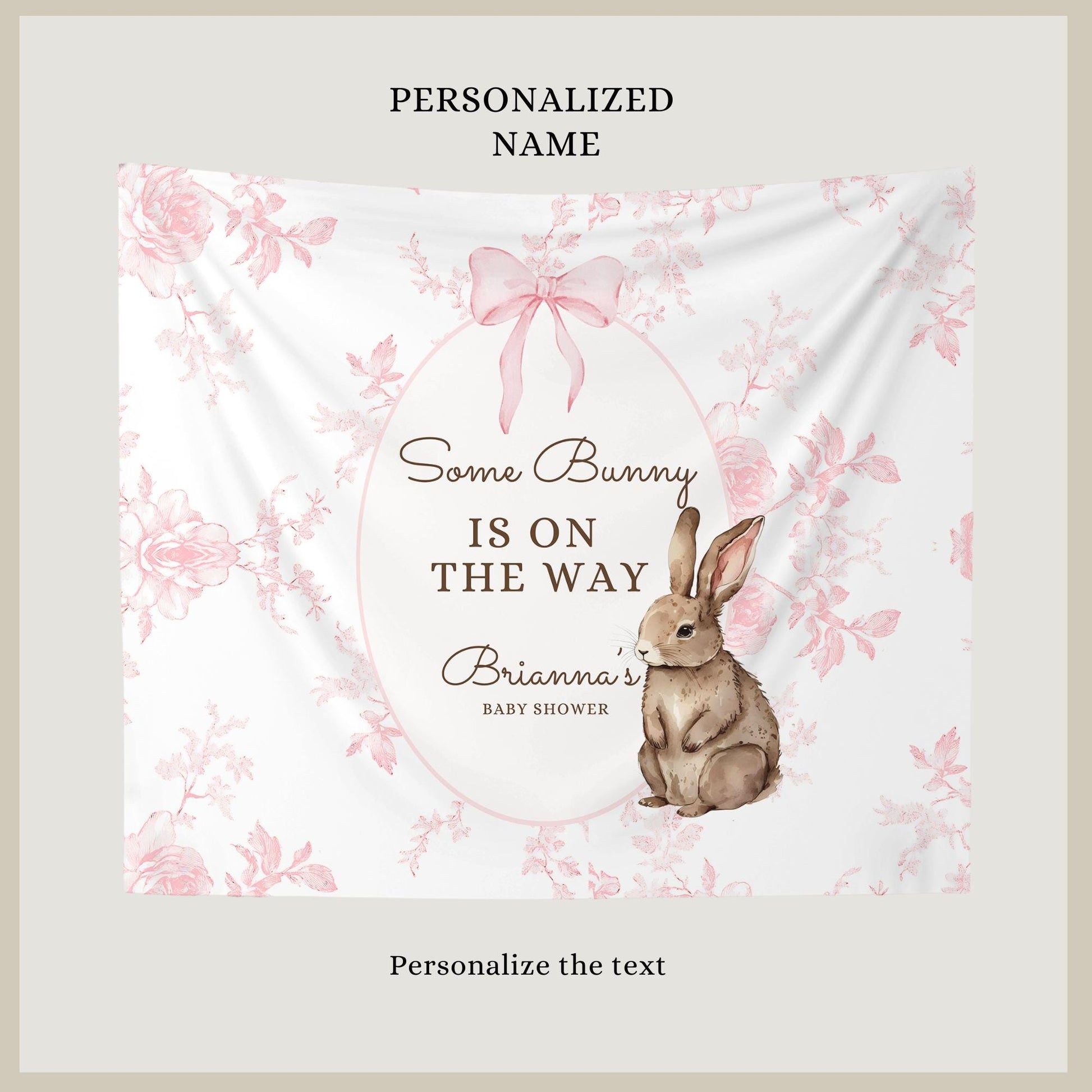 Some Bunny is on the way Baby Shower Personalized Banner A Little Bunny is on the way Decor Photo Backdrop Custom Banner Baby Shower Ideas