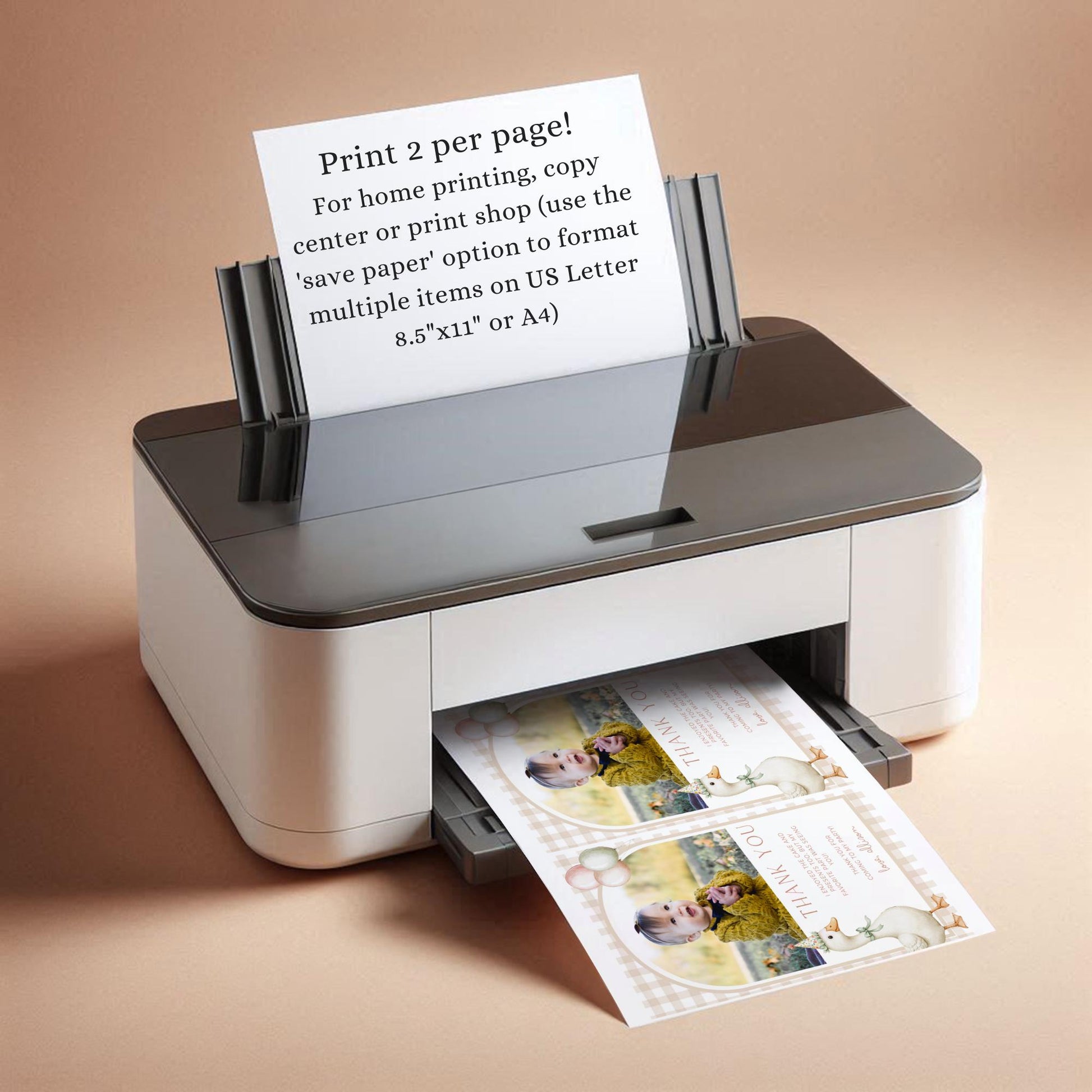 One Silly Goose Birthday Thank you Card 1st Birthday Goose themed First Birthday Favor Tags Editable Template One Lucky Duck party