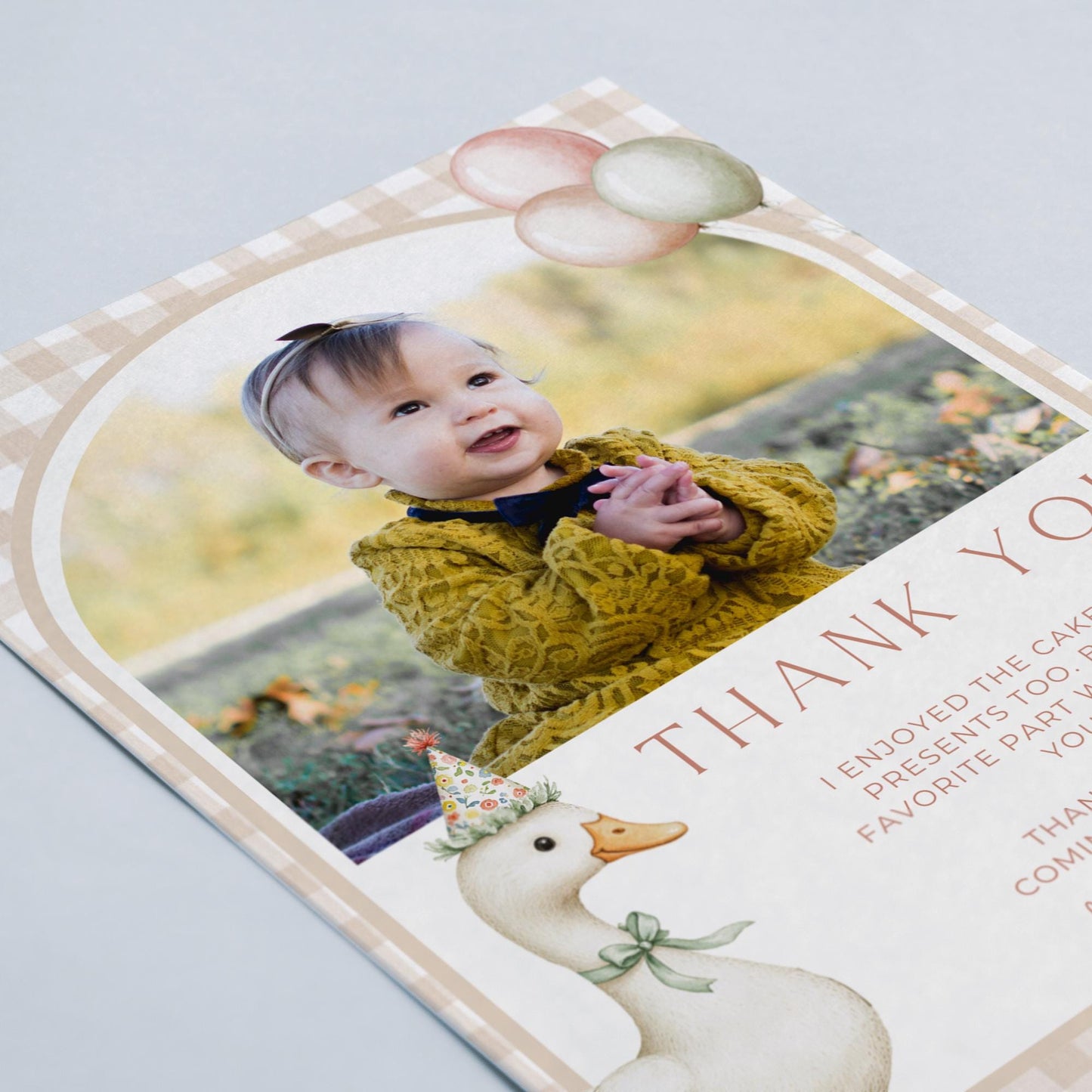 One Silly Goose Birthday Thank you Card 1st Birthday Goose themed First Birthday Favor Tags Editable Template One Lucky Duck party