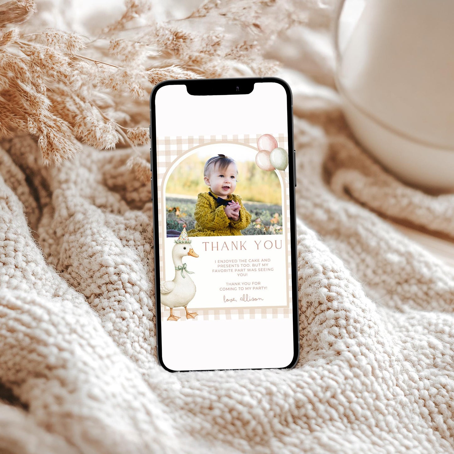 One Silly Goose Birthday Thank you Card 1st Birthday Goose themed First Birthday Favor Tags Editable Template One Lucky Duck party