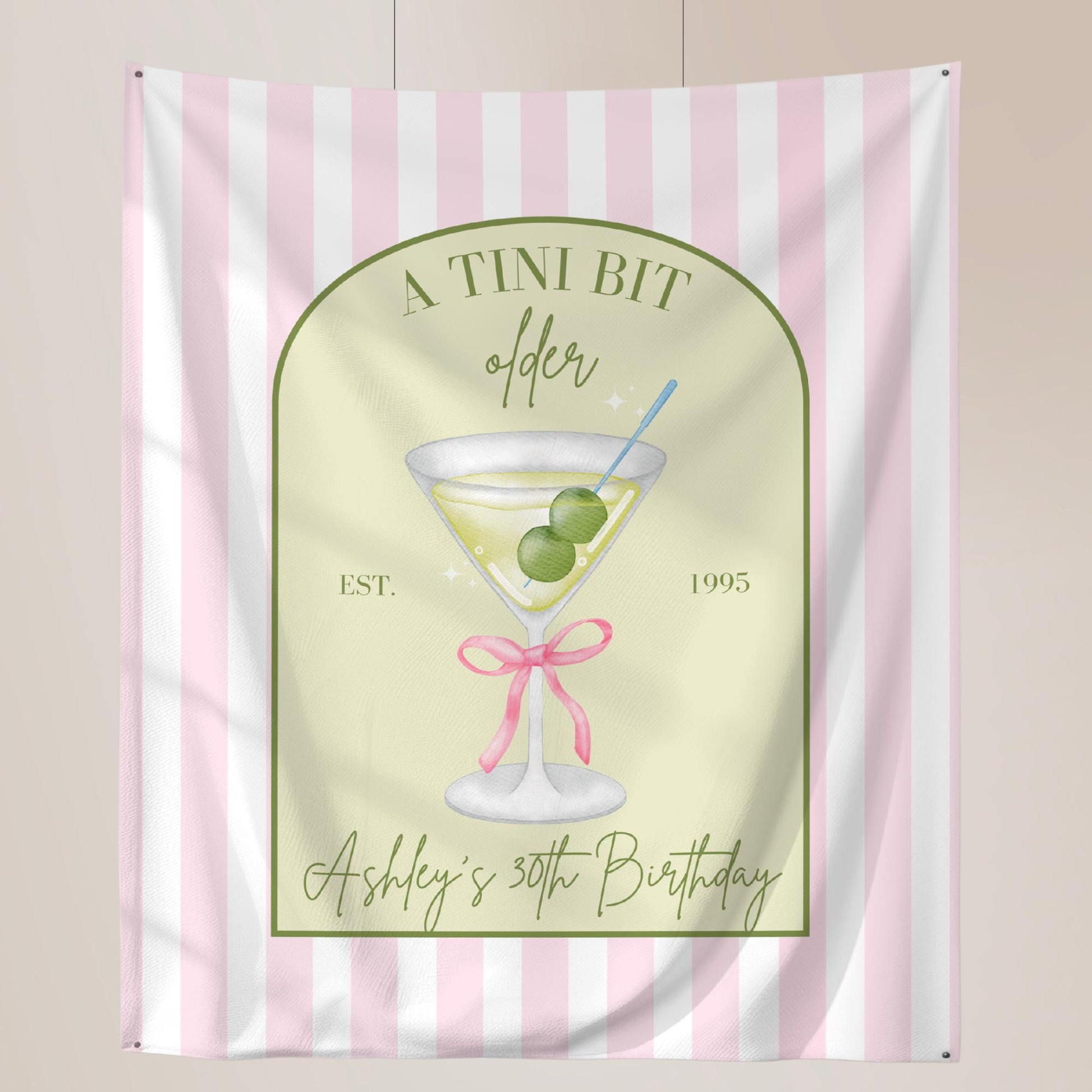 Tini Bit Older Birthday Banner Dirty Martini Party Backdrop Dirty 30 Decorations Dirty Thirty Personalized Party Decor Coquette Martini