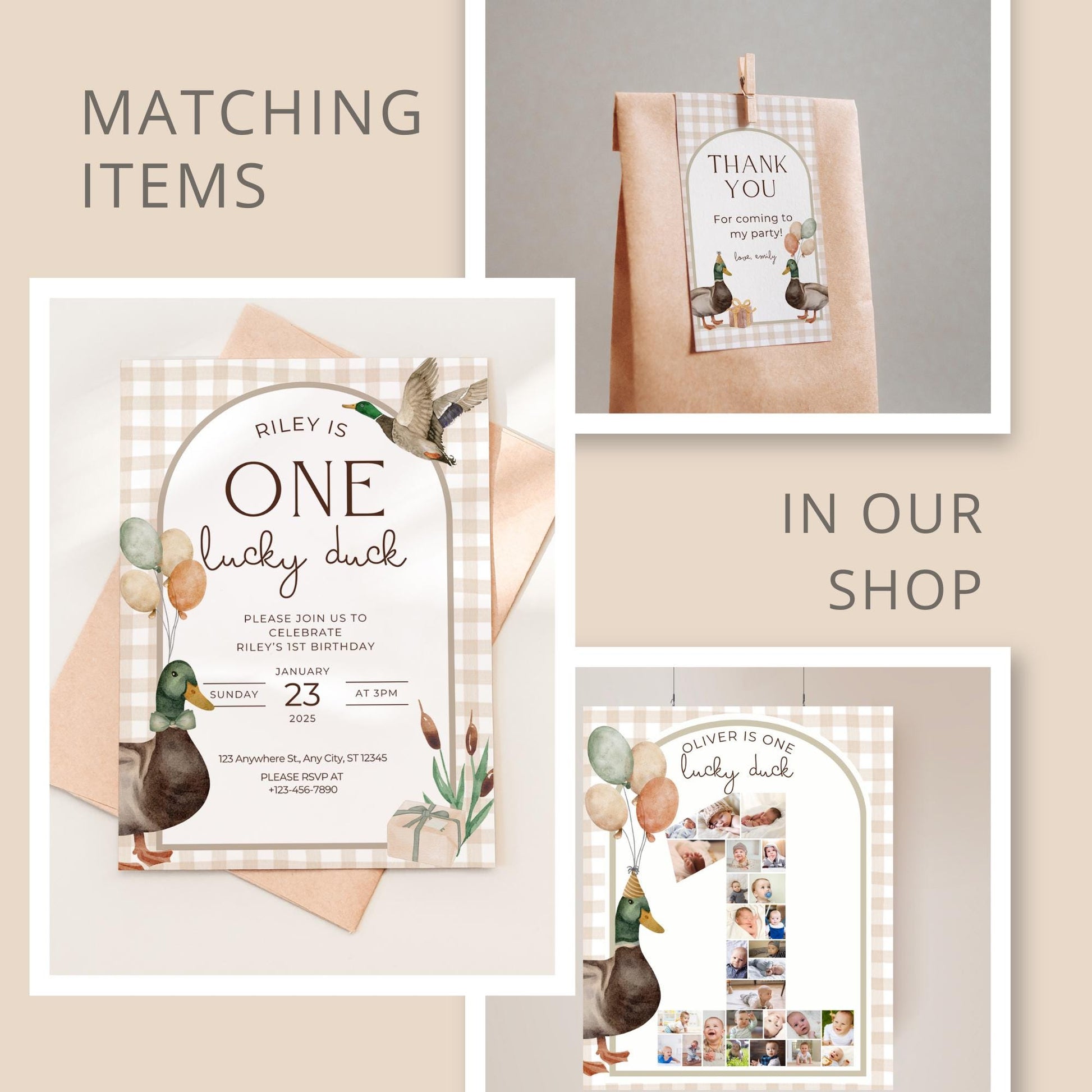 Lucky Duck 1st Birthday Buffet Labels Hunting 1st Birthday Place Cards First Birthday Food Labels One Lucky Duck Birthday Duck Baby Shower