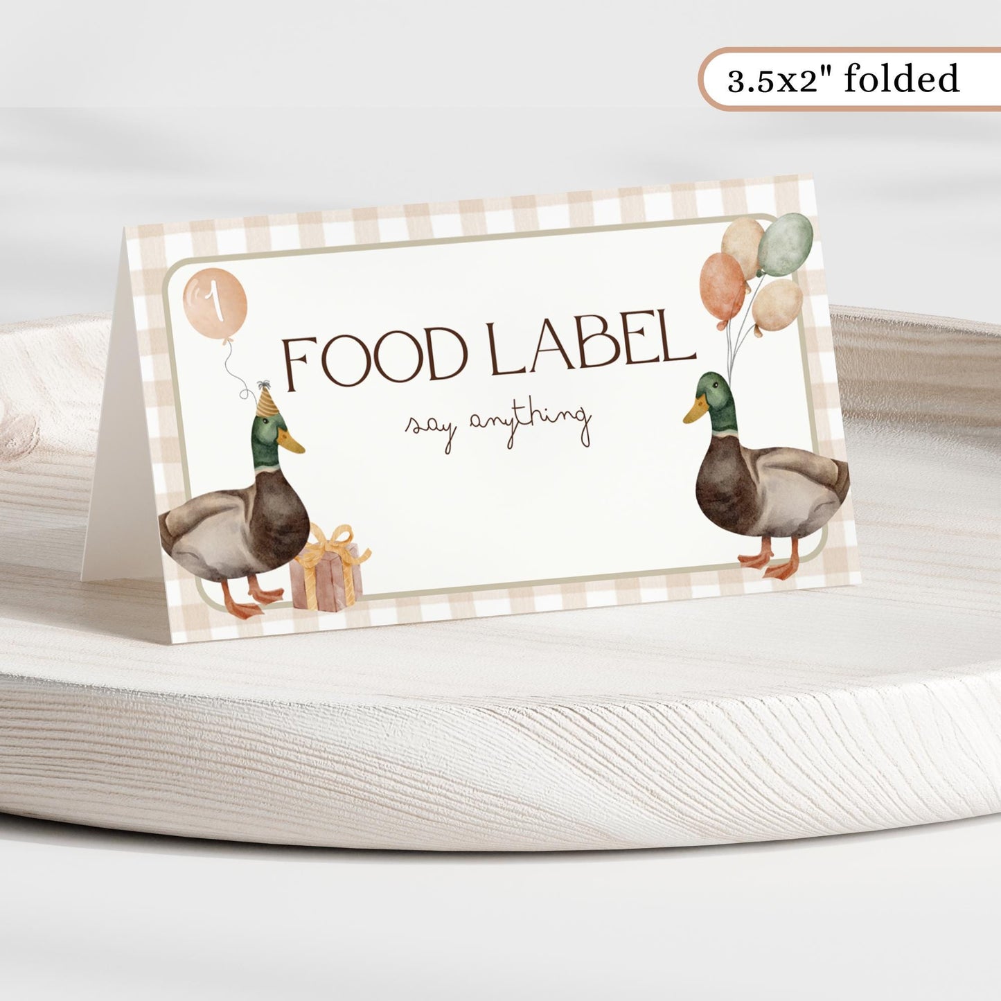 Lucky Duck 1st Birthday Buffet Labels Hunting 1st Birthday Place Cards First Birthday Food Labels One Lucky Duck Birthday Duck Baby Shower