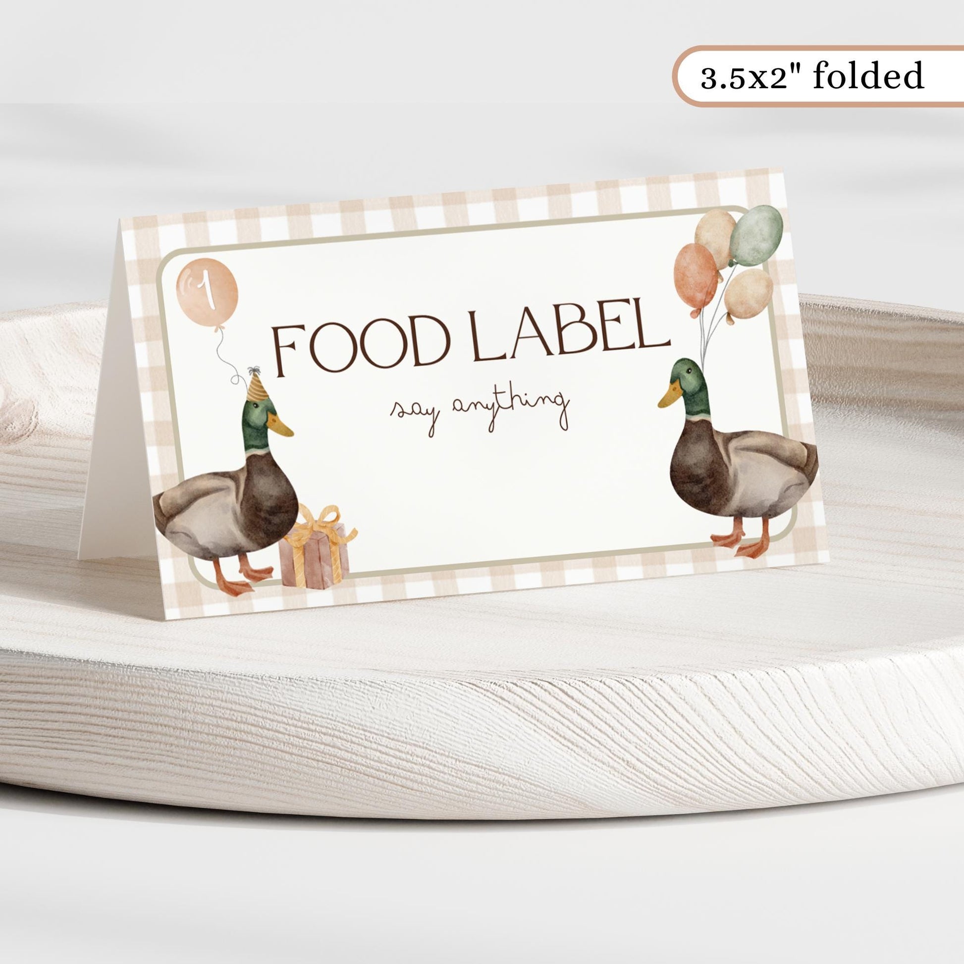 Lucky Duck 1st Birthday Buffet Labels Hunting 1st Birthday Place Cards First Birthday Food Labels One Lucky Duck Birthday Duck Baby Shower