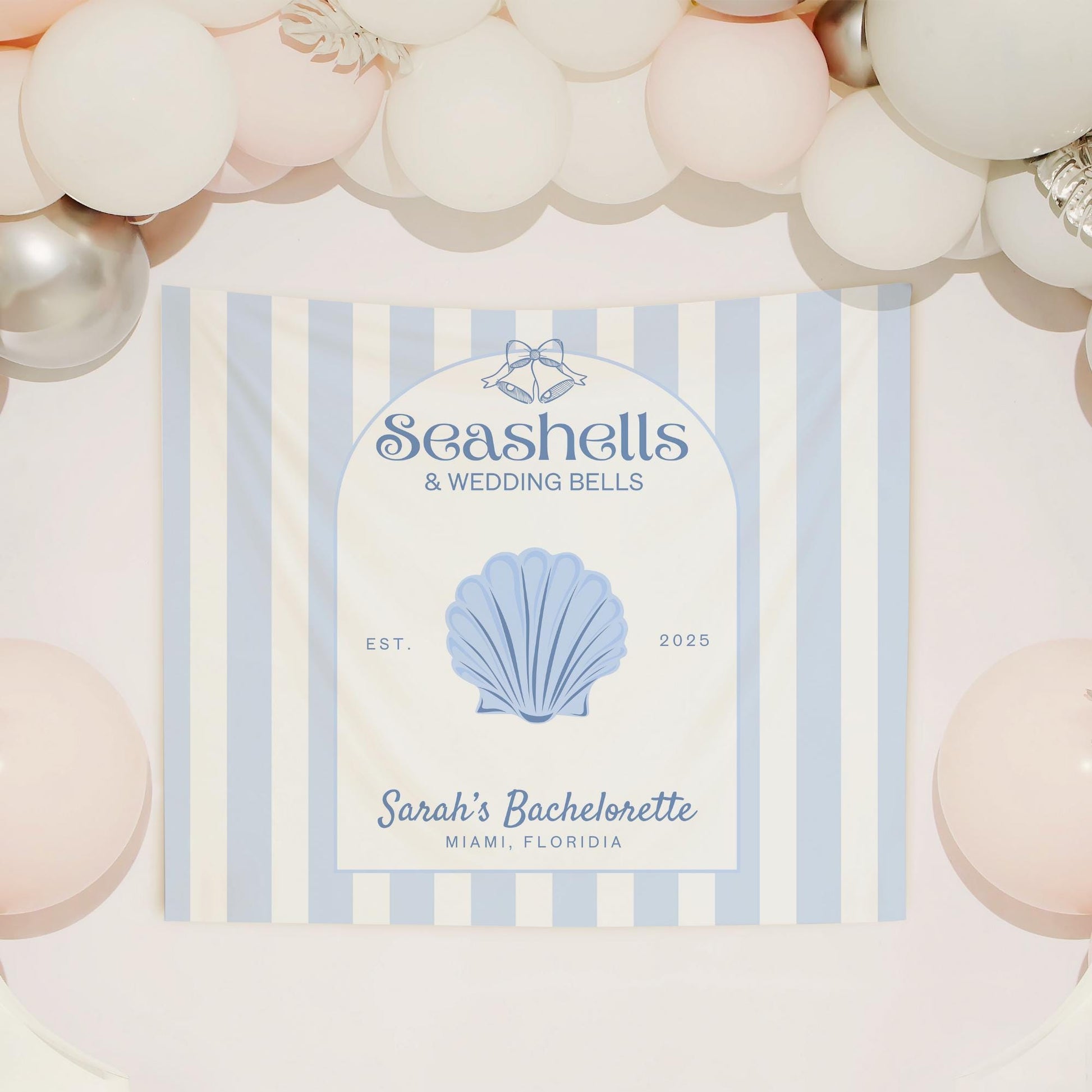 Seashells and Wedding Bells bachelorette Party Banner Beach Bach Decor Last Toast on the coast Hen do Sign bridal shower bach decorations