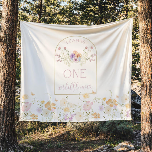 Wildflower Birthday Banner, One Year Floral Decor, First Birthday High Chair Banner, Baby Girl Party Decor