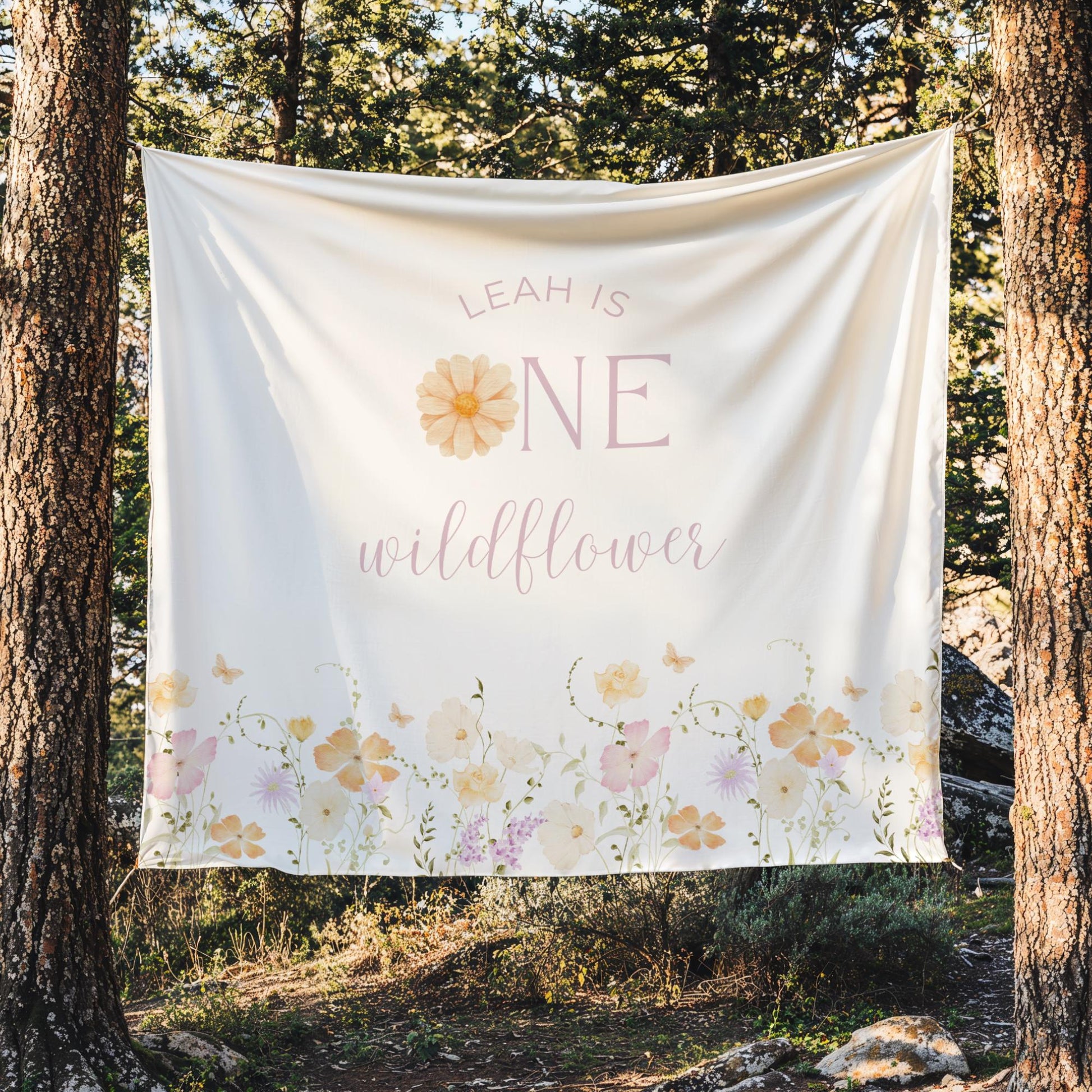 Wildflower First Birthday Personalized Banner 1st Birthday Wildflower Party Decor Photo Backdrop One Wildflower Custom Banner Wild One