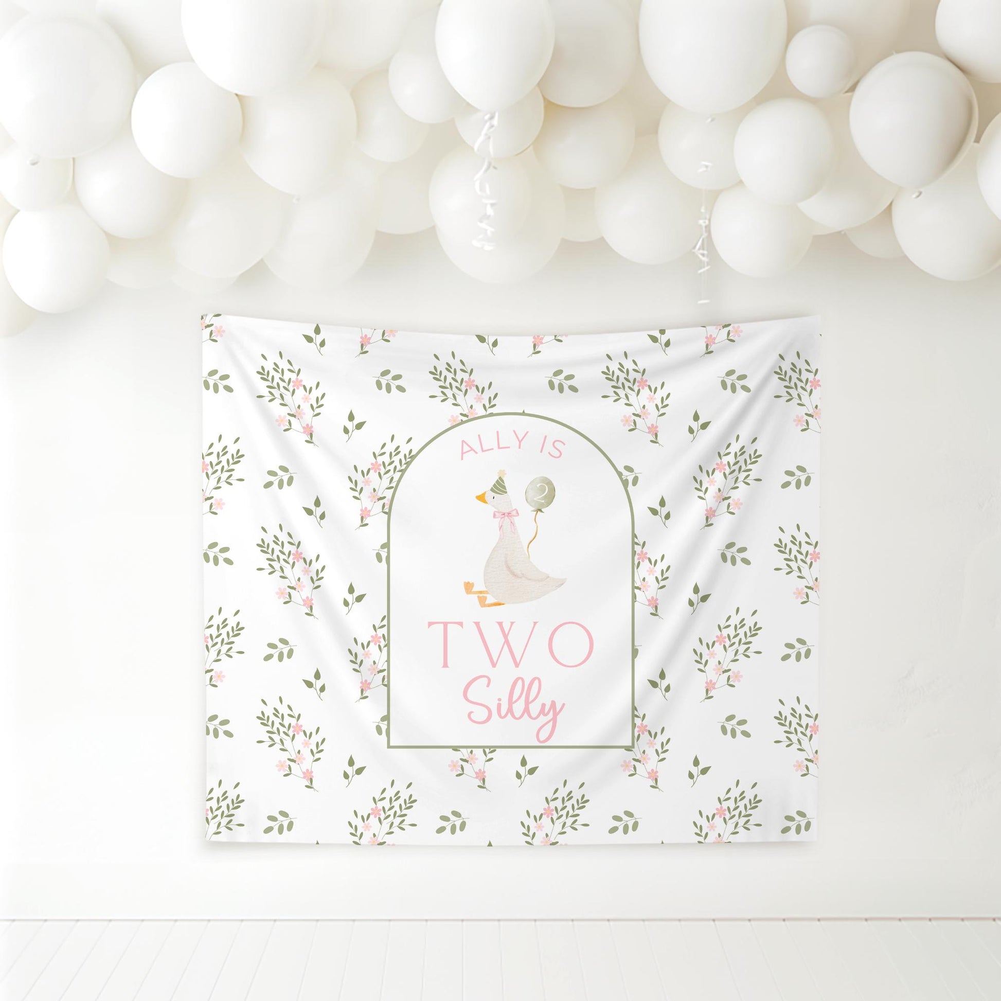 Two Silly Goose Birthday Personalized Banner 2nd Birthday Silly Goose Party Decor Photo Backdrop Goose Custom Banner Second Birthday Ideas