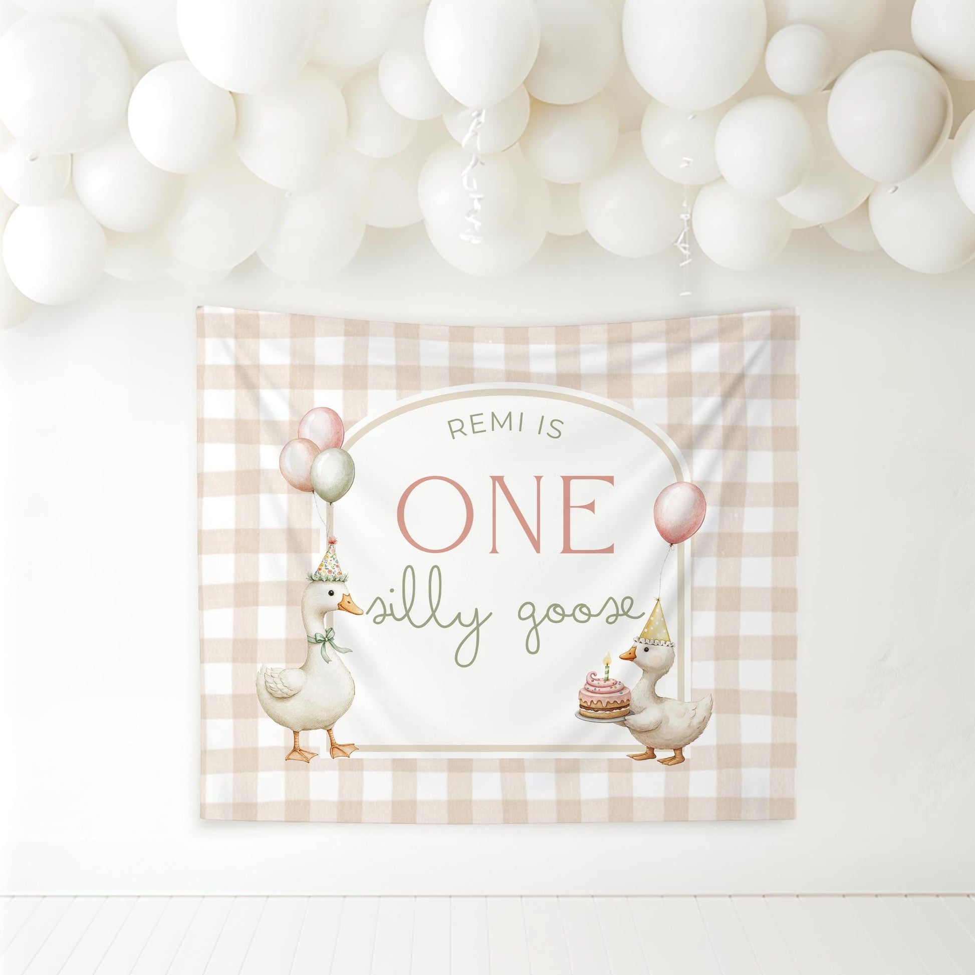 One Silly Goose Birthday Personalized Banner 1st Birthday Silly Goose Party Decor Photo Backdrop Goose Custom Banner First Birthday Ideas