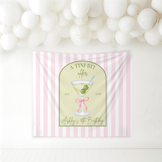 Tini Bit Older Birthday Banner Dirty Martini Party Backdrop Dirty 30 Decorations Dirty Thirty Personalized Party Decor Coquette Martini