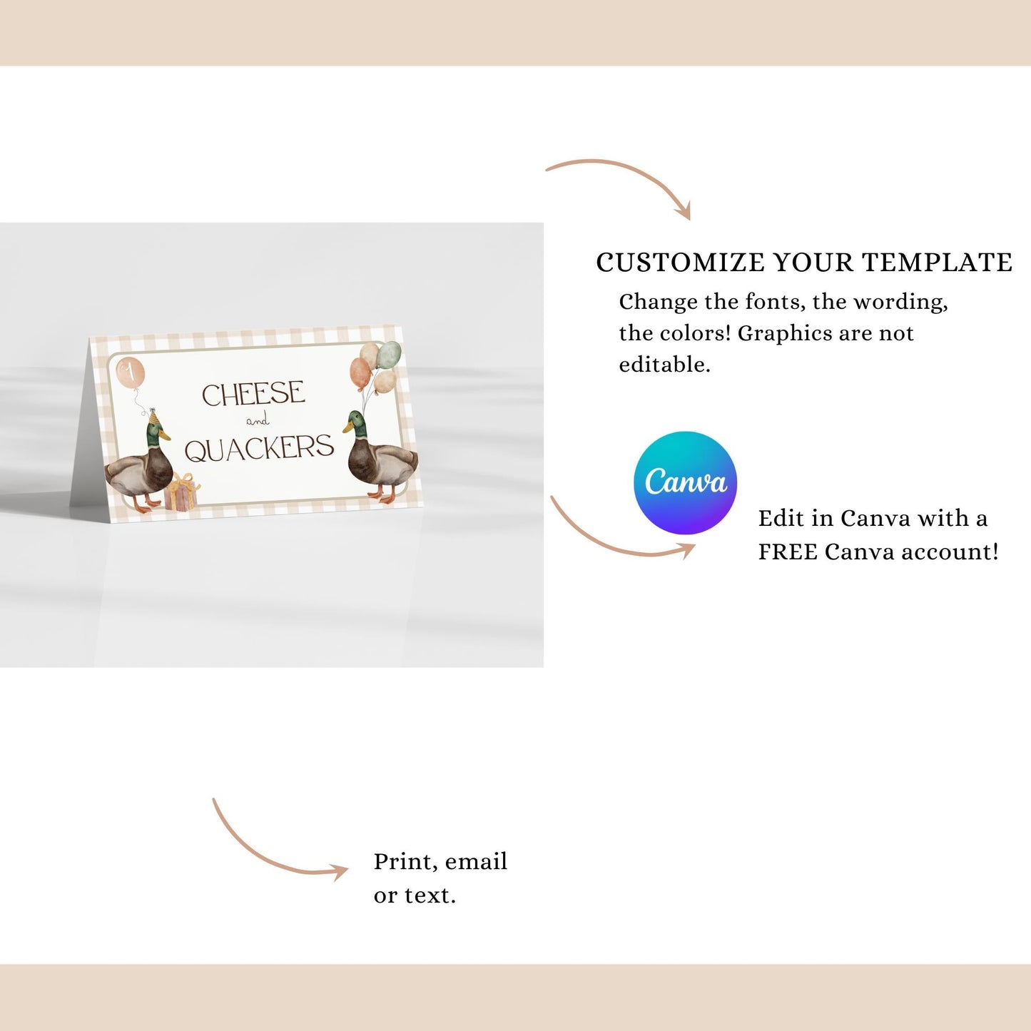 Lucky Duck 1st Birthday Buffet Labels Hunting 1st Birthday Place Cards First Birthday Food Labels One Lucky Duck Birthday Duck Baby Shower