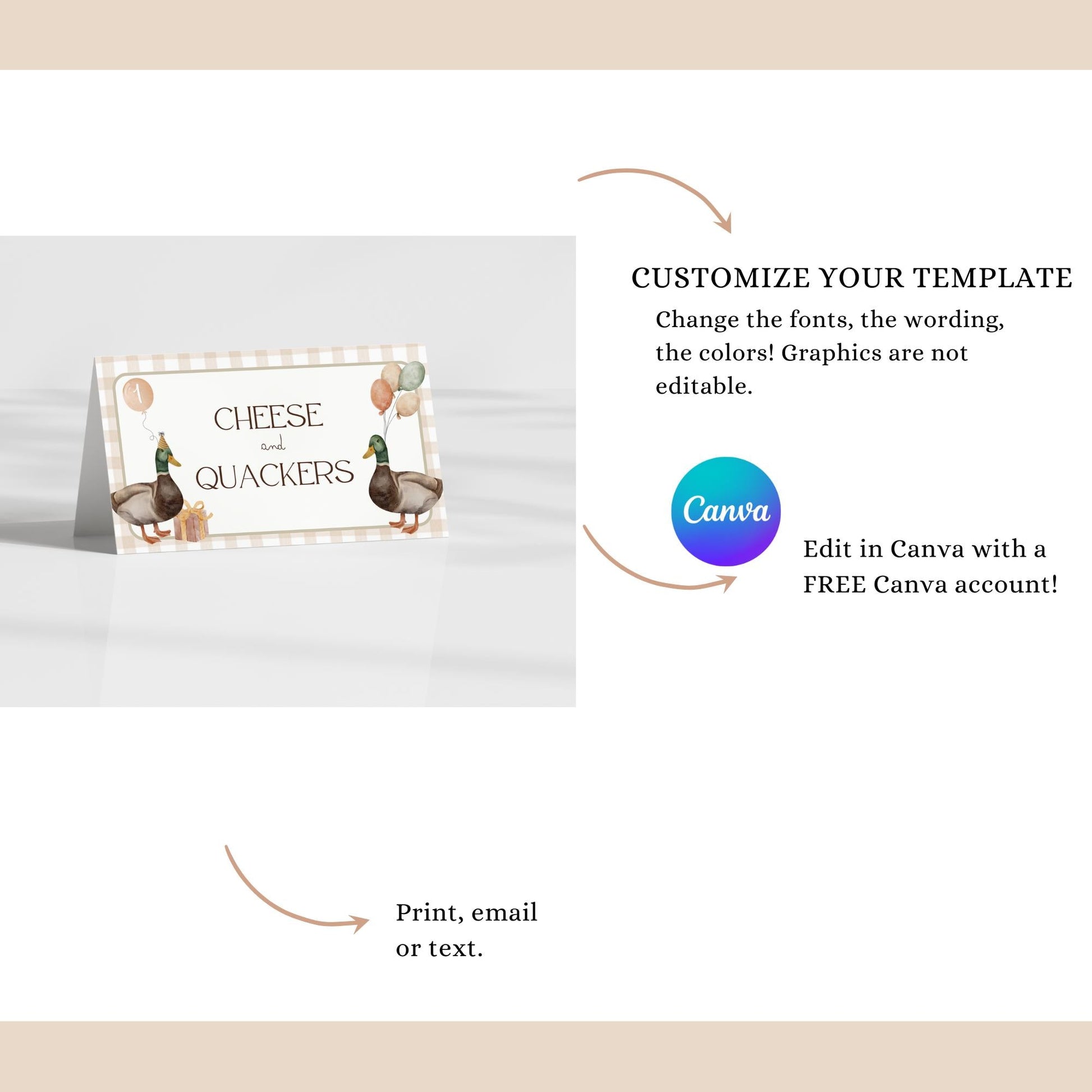 Lucky Duck 1st Birthday Buffet Labels Hunting 1st Birthday Place Cards First Birthday Food Labels One Lucky Duck Birthday Duck Baby Shower