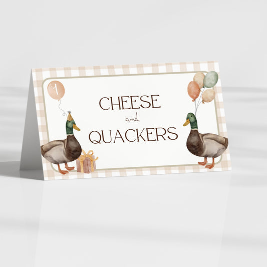 Lucky Duck 1st Birthday Buffet Labels Hunting 1st Birthday Place Cards First Birthday Food Labels One Lucky Duck Birthday Duck Baby Shower