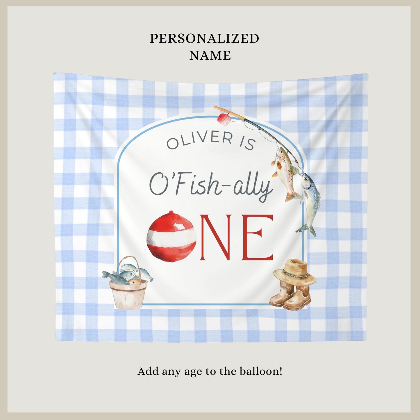 Ofishally One Birthday Personalized Banner 1st Birthday Fishing Party Decor Photo Backdrop The Big One Custom Banner First Birthday Ideas
