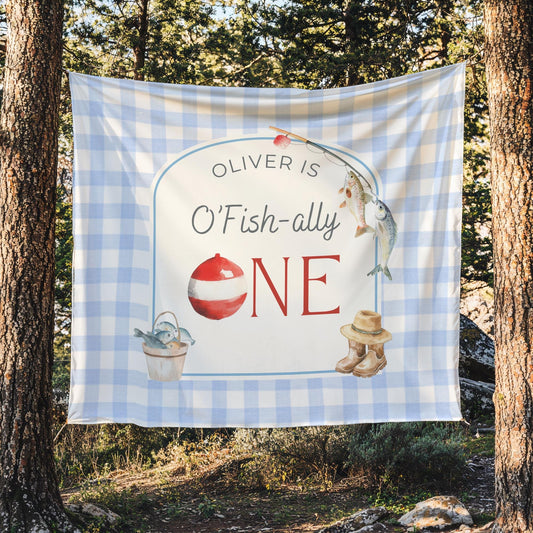 Ofishally One Birthday Personalized Banner 1st Birthday Fishing Party Decor Photo Backdrop The Big One Custom Banner First Birthday Ideas