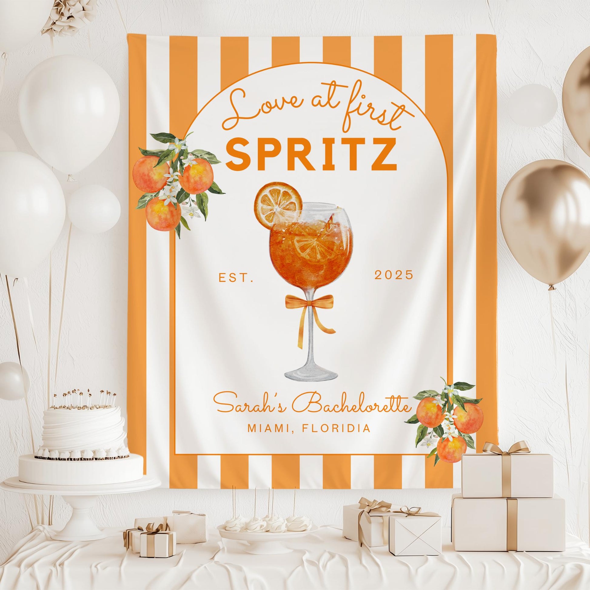 Love At First Spritz Bachelorette Decor Aperol Spritz Bachelorette Banner Aperol Spritz Bridal Shower Decor Aperol Bachelorette Sign