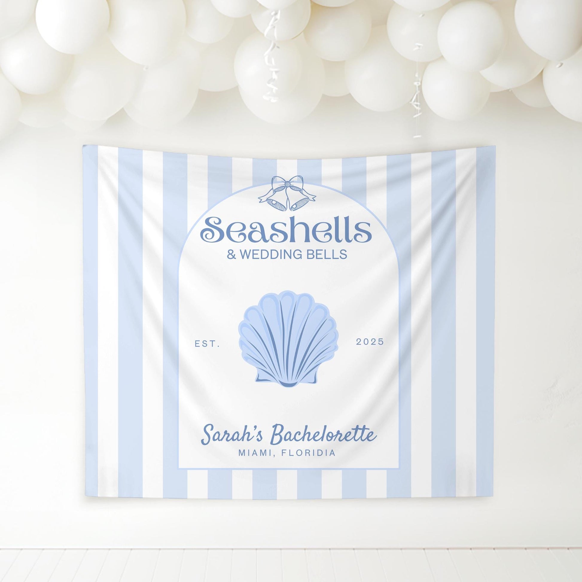 Seashells and Wedding Bells bachelorette Party Banner Beach Bach Decor Last Toast on the coast Hen do Sign bridal shower bach decorations