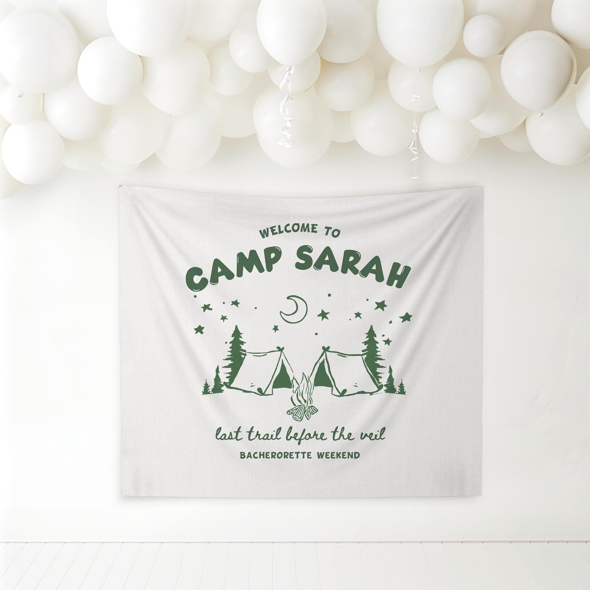 Camp bachelorette Party Banner Last Trail before the Veil Bach Decor Mountain Hen do Sign bridal shower bach decorations