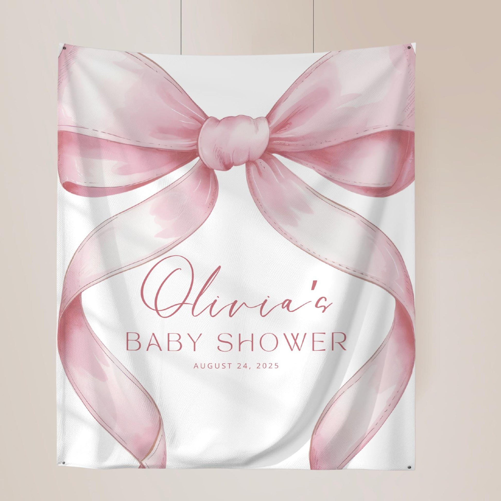 Pink Bow Baby Shower custom Banner Pink Coquette Baby Shower Girl Baby Pink Bow Baby Shower Welcome Sign Coquette photo Backdrop Baby Girl