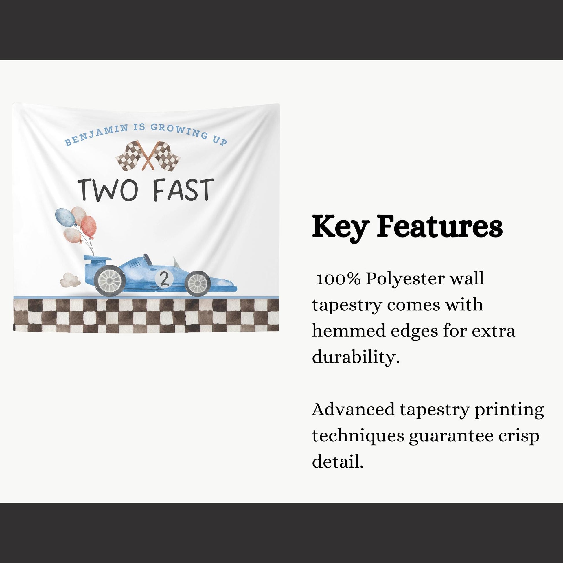 Two Fast Birthday Personalized Banner 2nd Birthday Racecar Party Decor Photo Backdrop Racing Custom Banner Two Fast Two Curious Wall Decor