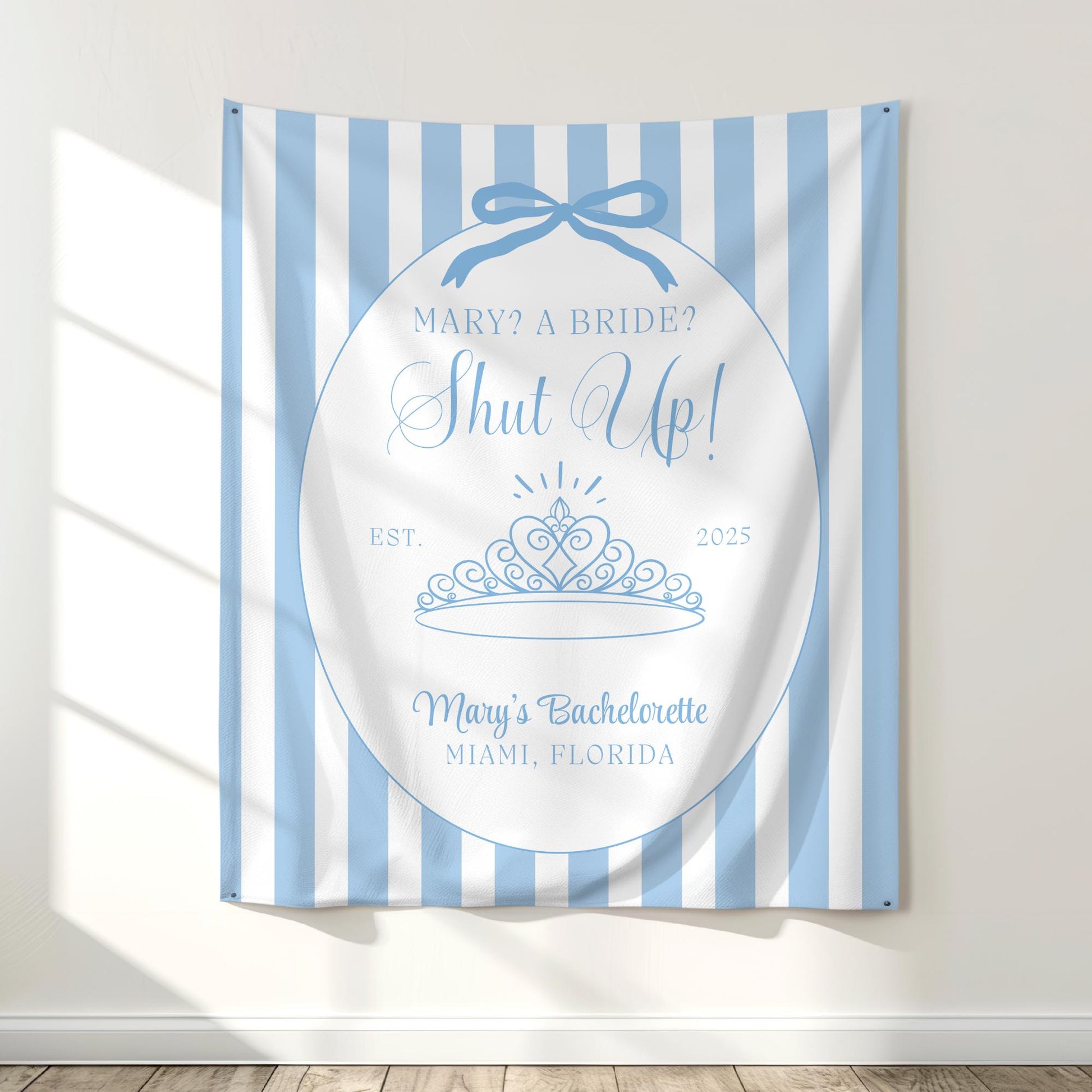 Me? A Bride? Shut Up! Banner Princess Themed Bachelorette Party Supplies Diaries Decor Princess Bridal shower Backdrop Bride Face decor Hen