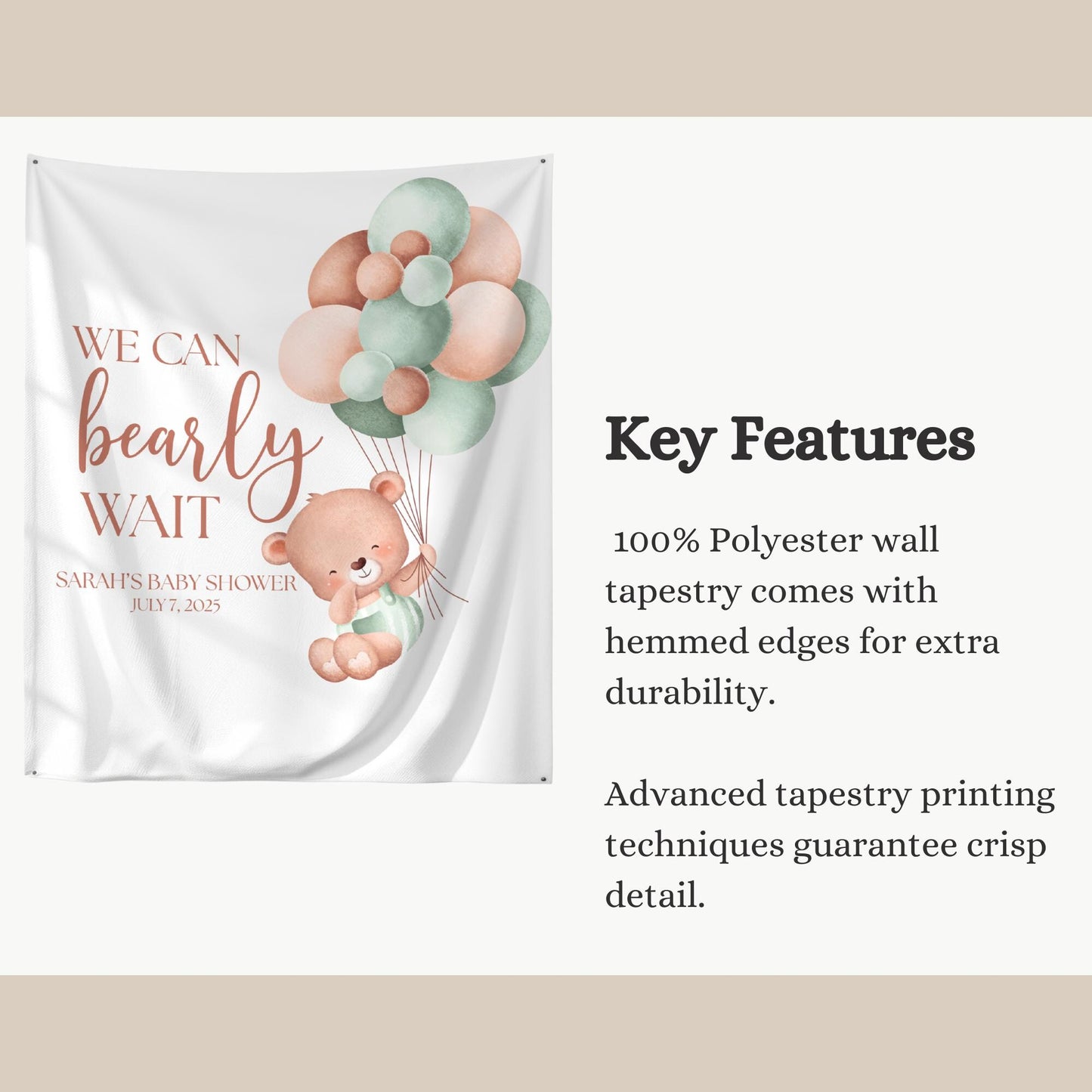 We Can Bearly Wait Baby Shower Banner Teddy Bear Baby Shower Welcome Sign Gender Neutral Baby Shower Backdrop Bear Balloon Baby shower Sign