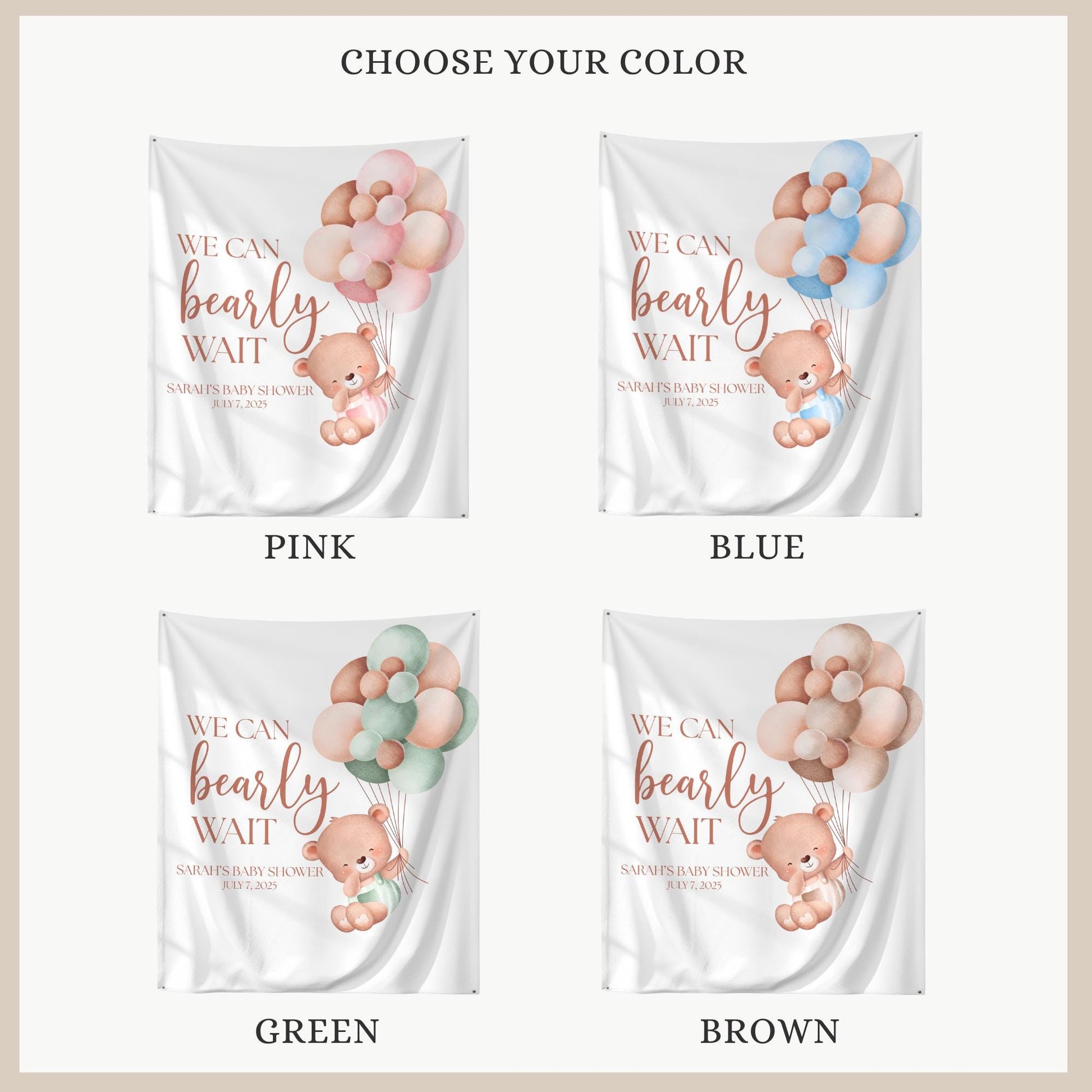 We Can Bearly Wait Baby Shower Banner Teddy Bear Baby Shower Welcome Sign Gender Neutral Baby Shower Backdrop Bear Balloon Baby shower Sign