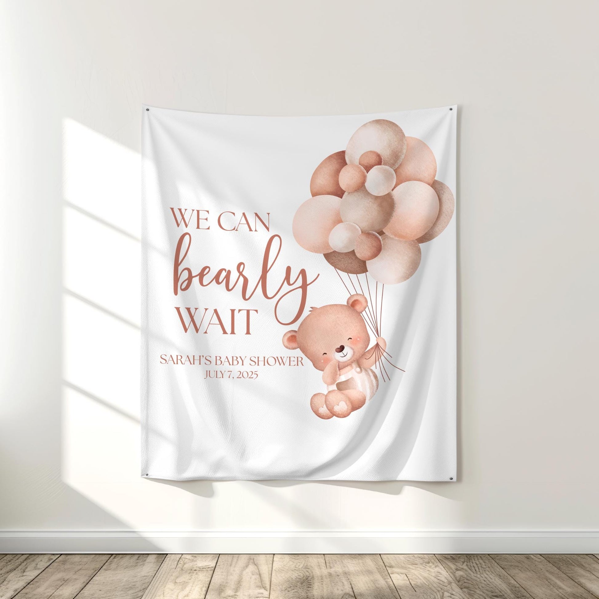 We Can Bearly Wait Baby Shower Banner Teddy Bear Baby Shower Welcome Sign Gender Neutral Baby Shower Backdrop Bear Balloon Baby shower Sign