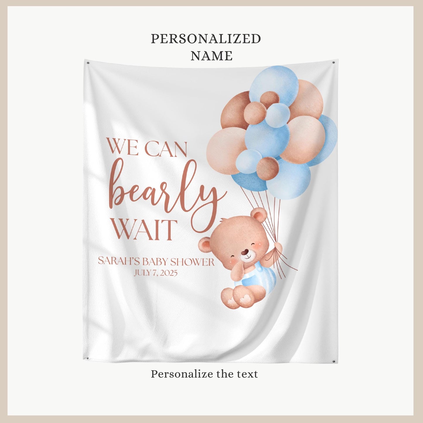 We Can Bearly Wait Baby Shower Banner Teddy Bear Baby Shower Welcome Sign Gender Neutral Baby Shower Backdrop Bear Balloon Baby shower Sign