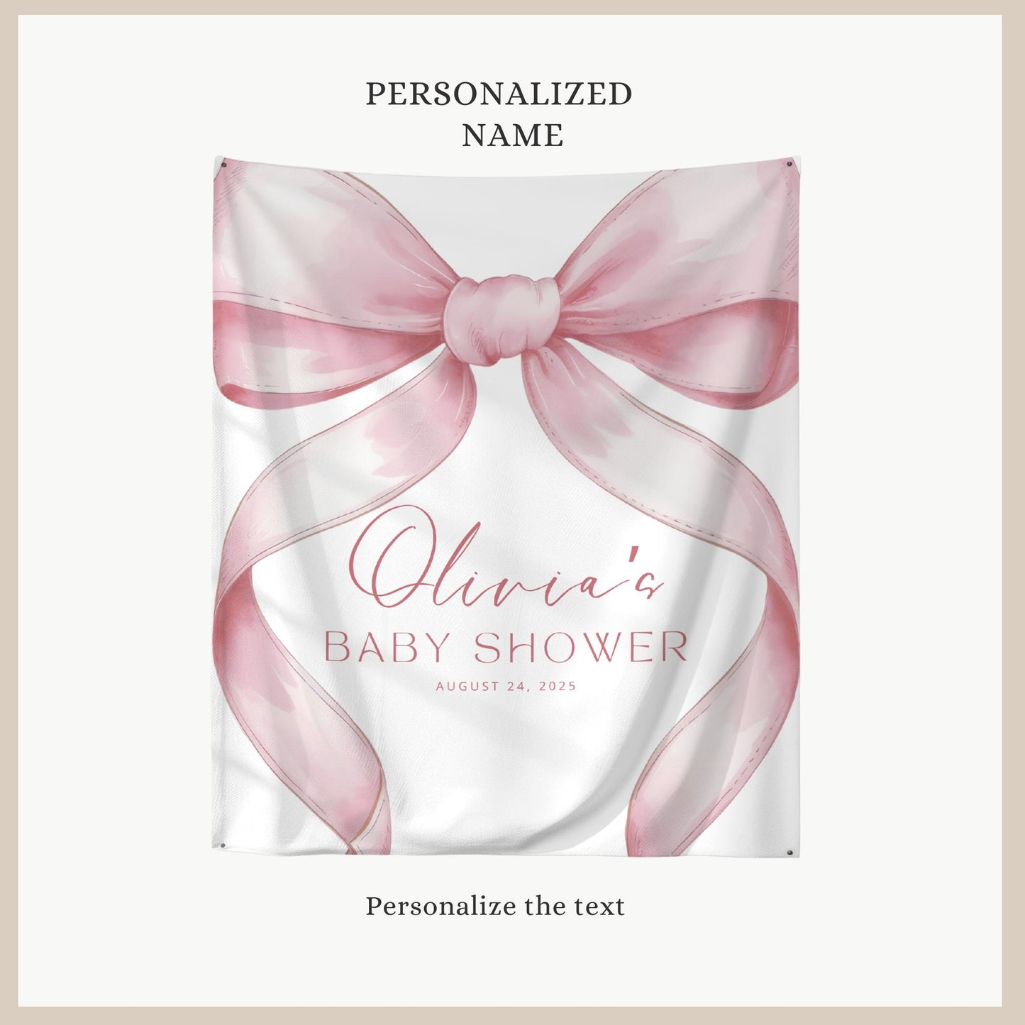 Pink Bow Baby Shower custom Banner Pink Coquette Baby Shower Girl Baby Pink Bow Baby Shower Welcome Sign Coquette photo Backdrop Baby Girl