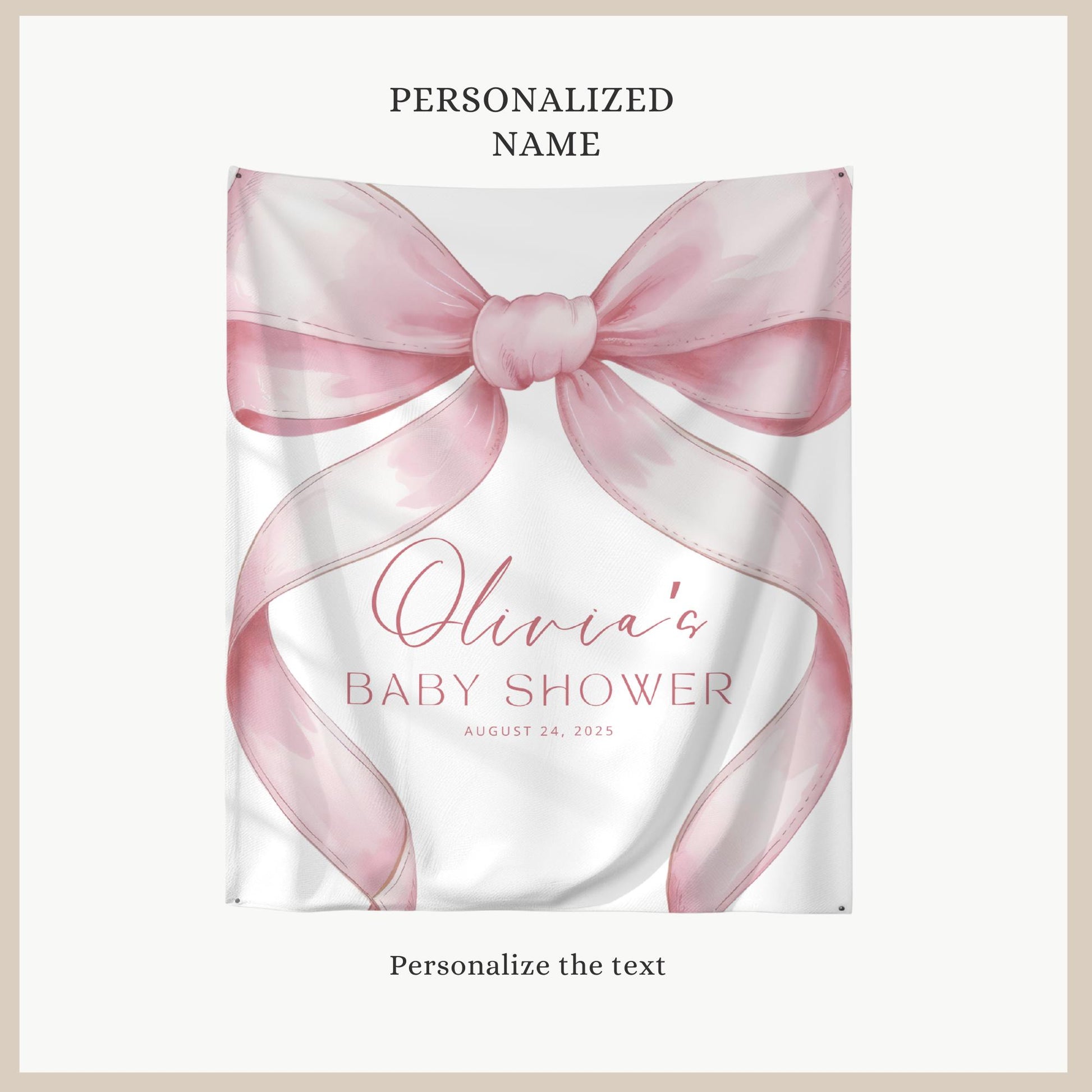 Pink Bow Baby Shower custom Banner Pink Coquette Baby Shower Girl Baby Pink Bow Baby Shower Welcome Sign Coquette photo Backdrop Baby Girl