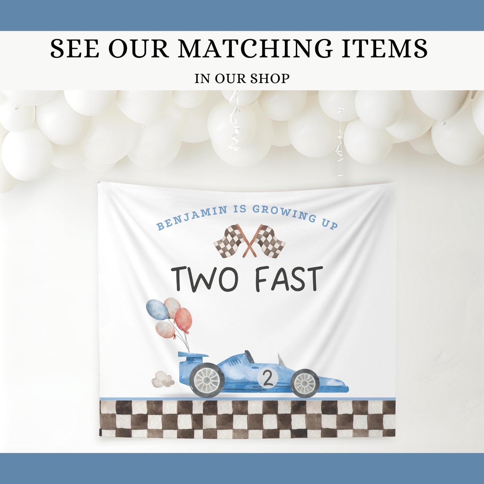 Two Fast Birthday Bundle Two Fast Two Curious Birthday Party Decor Race Car Birthday Vintage Racecar Theme Party Boy 2nd Birthday Decor