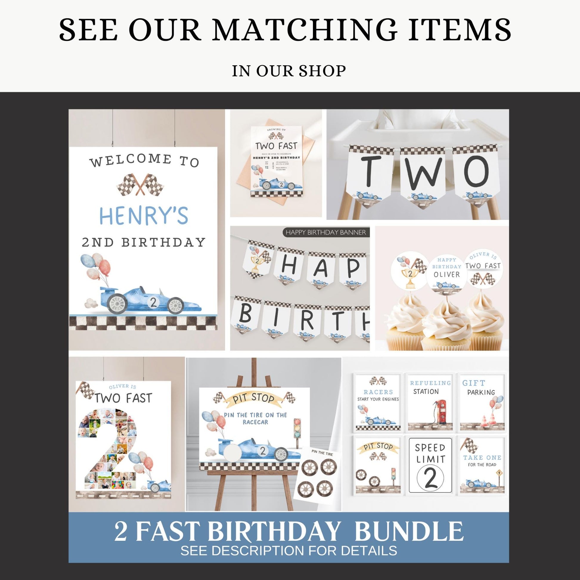 Two Fast Birthday Personalized Banner 2nd Birthday Racecar Party Decor Photo Backdrop Racing Custom Banner Two Fast Two Curious Wall Decor